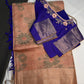Beige Blue Semi Uppada Silk Butta Saree