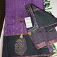Purple Green Semi Uppada Silk Butta Saree - 