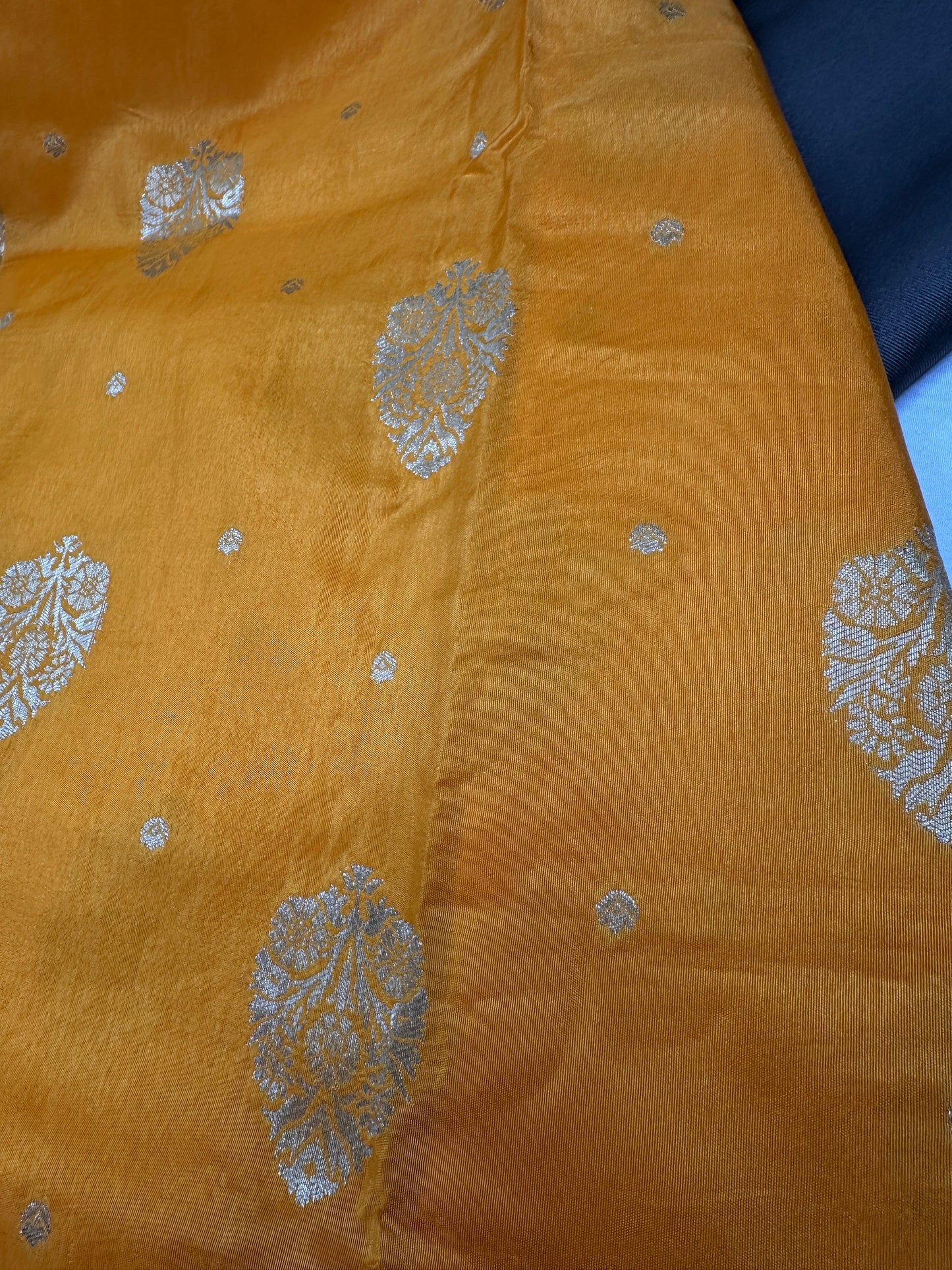 Yellow Silver Zari Banarsi Silk Saree