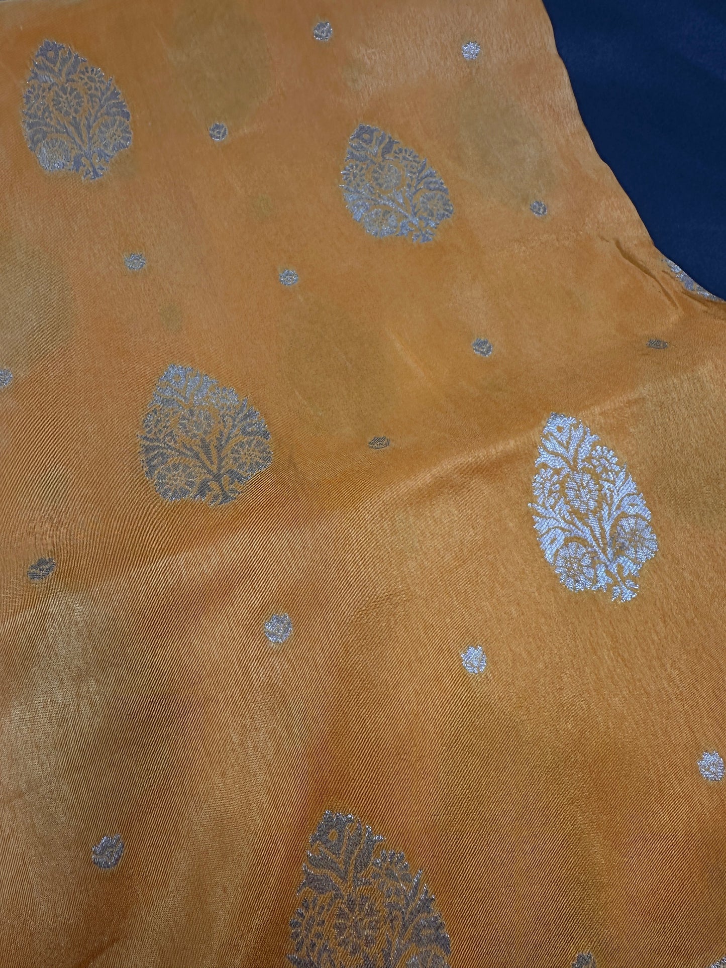 Yellow Silver Zari Banarsi Silk Saree