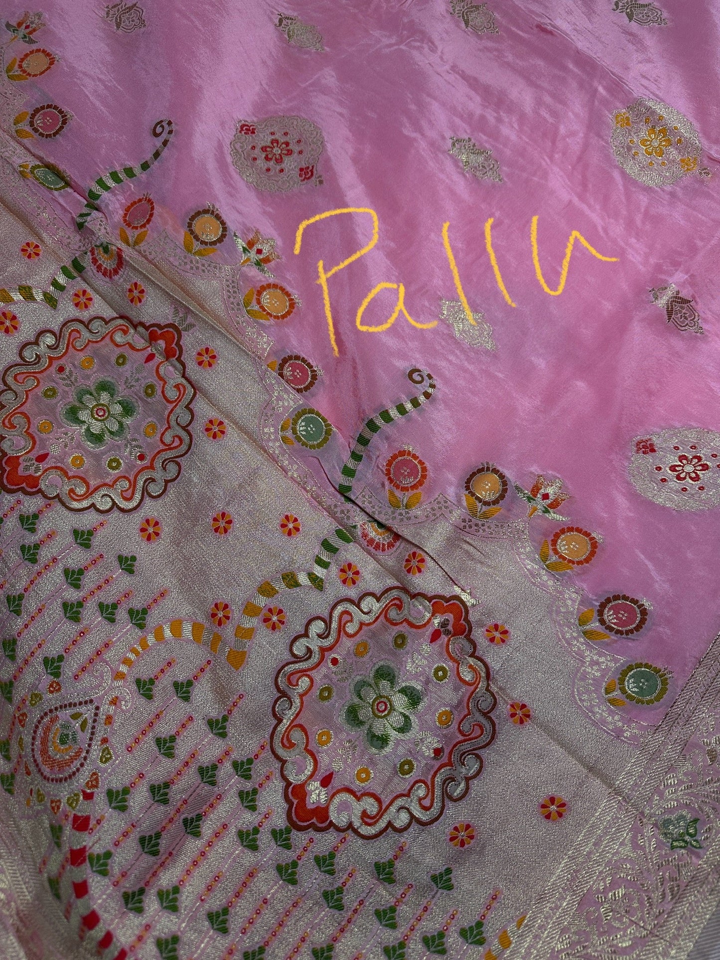 Pink Banarsi Crepe Silk Saree