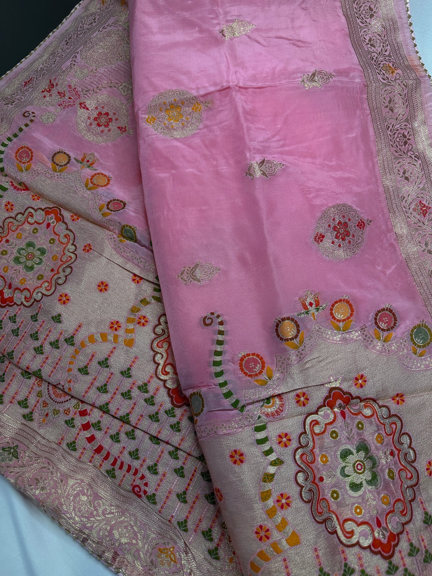Pink Banarsi Crepe Silk Saree