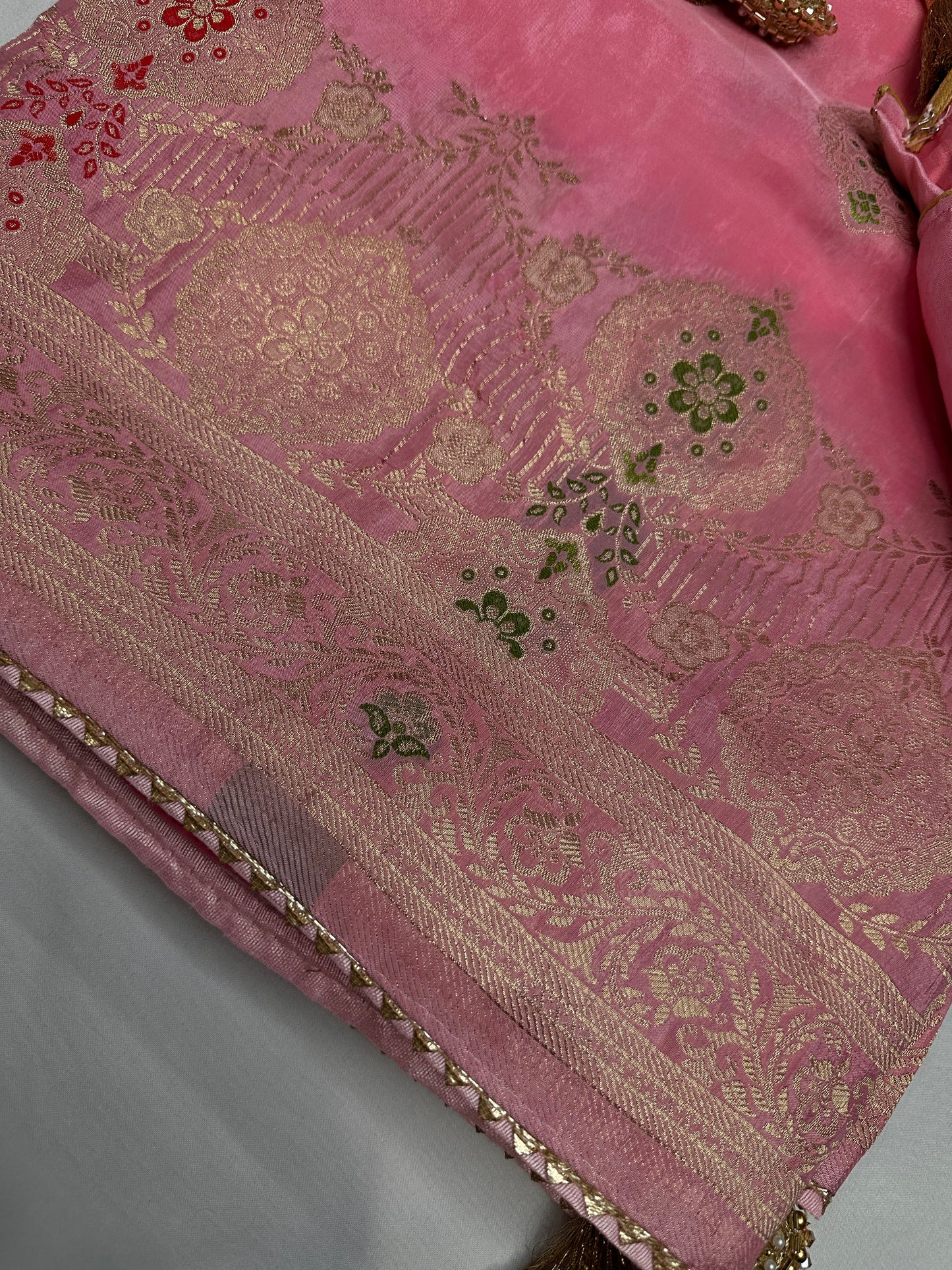 Pink Banarsi Crepe Silk Saree