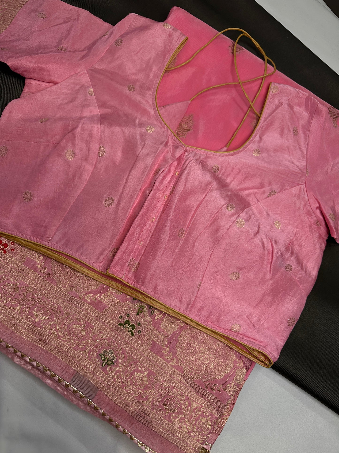 Pink Banarsi Crepe Silk Saree