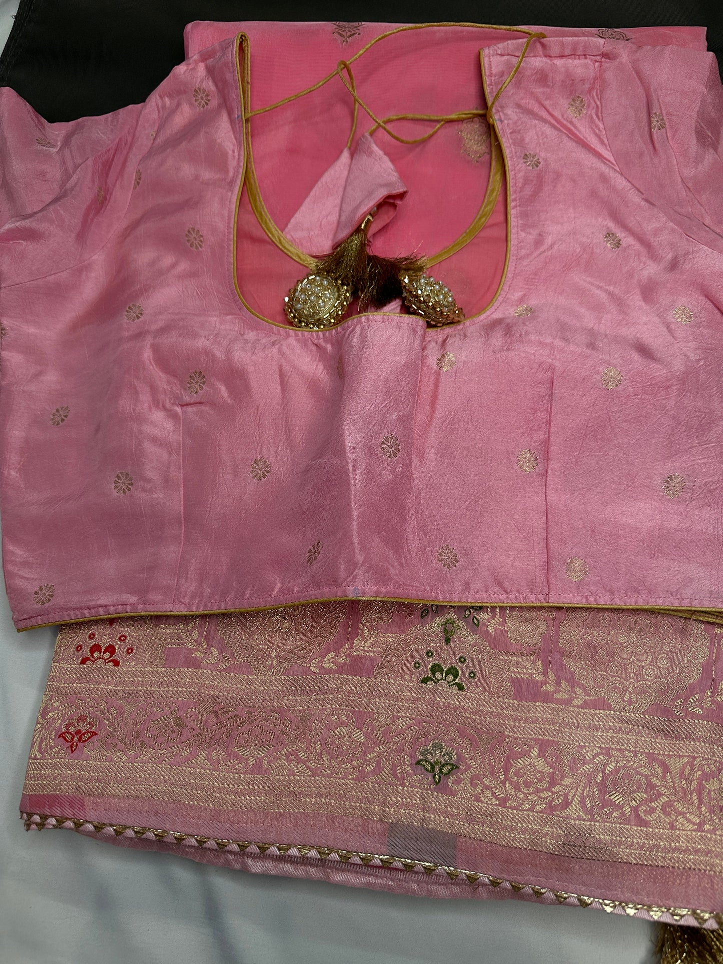 Pink Banarsi Crepe Silk Saree