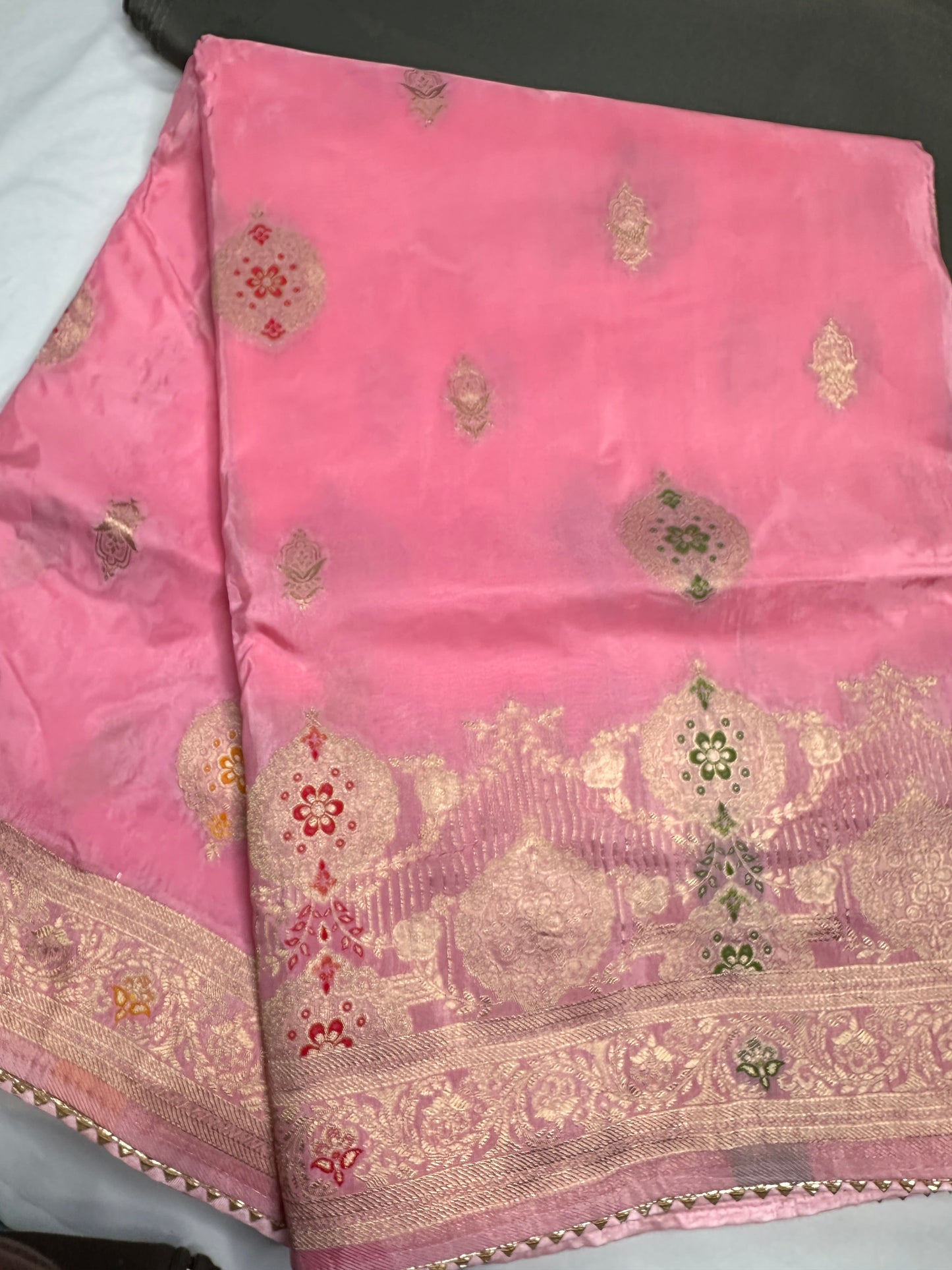 Pink Banarsi Crepe Silk Saree