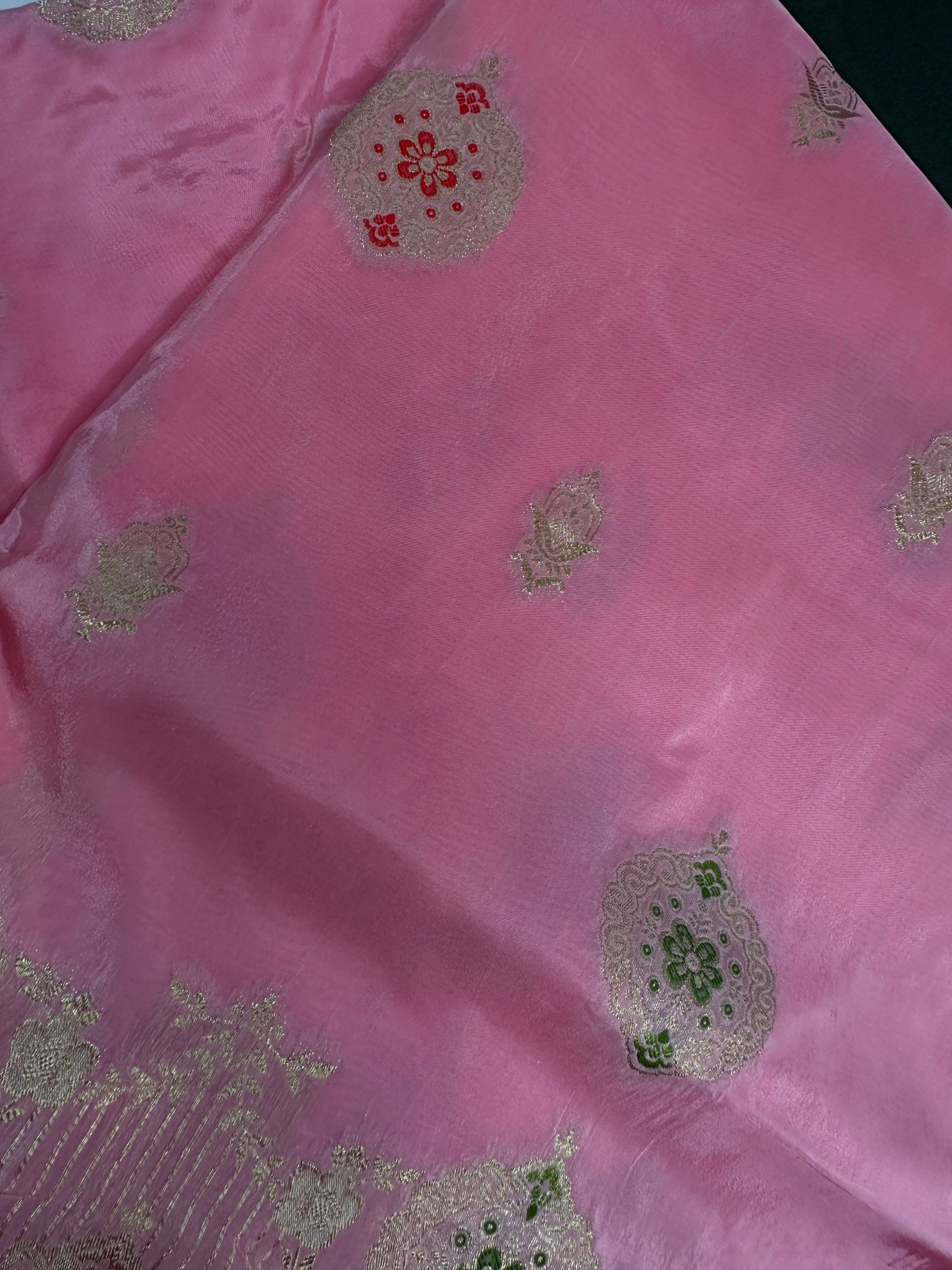 Pink Banarsi Crepe Silk Saree