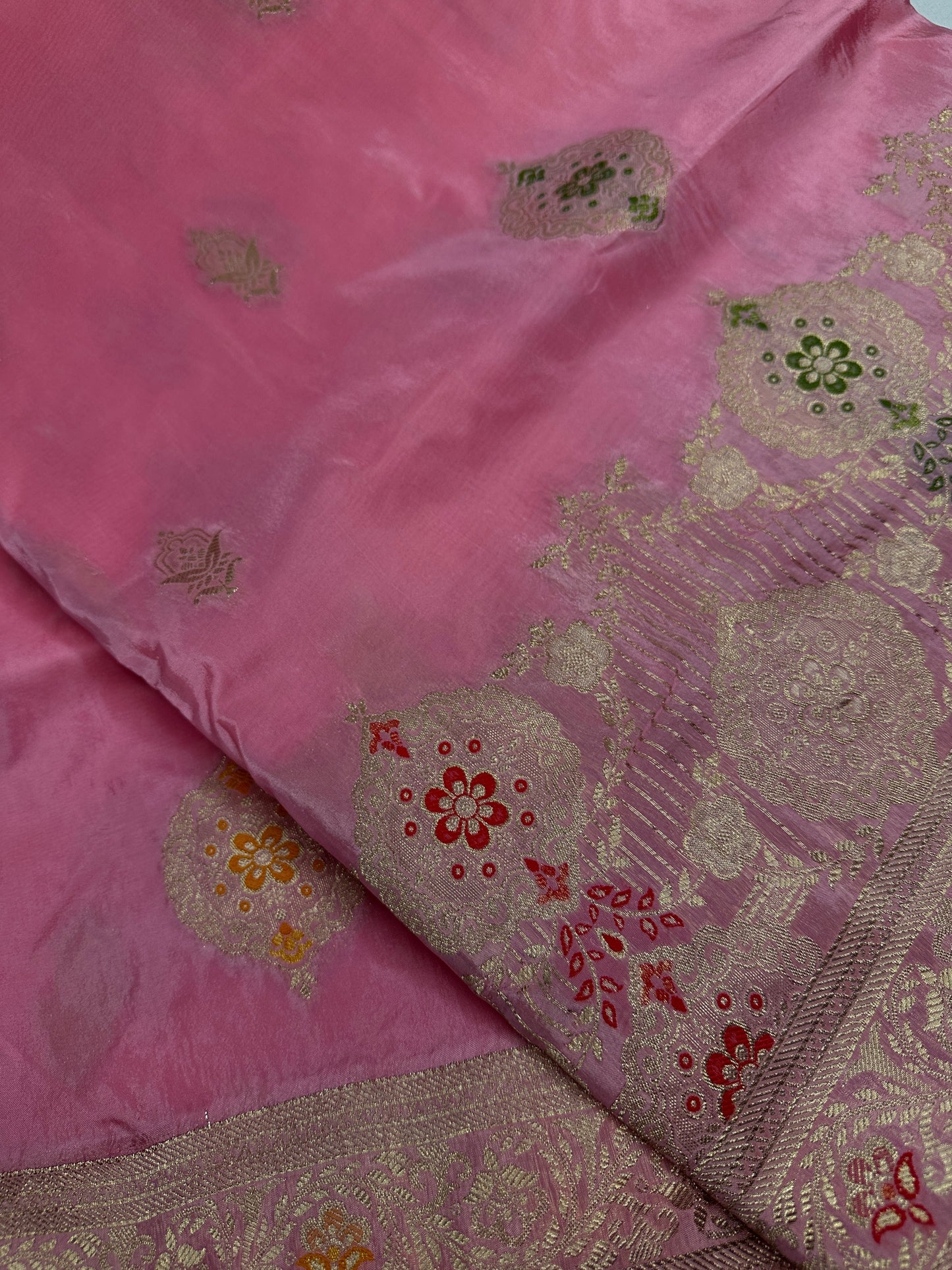 Pink Banarsi Crepe Silk Saree
