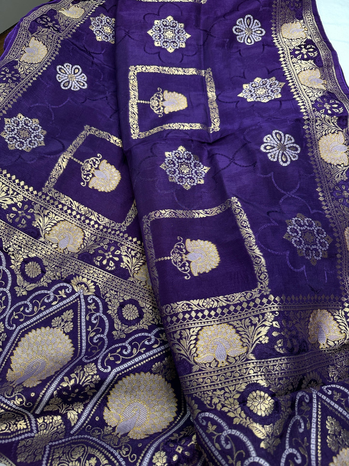 Purple Banarsi Munga Silk Saree