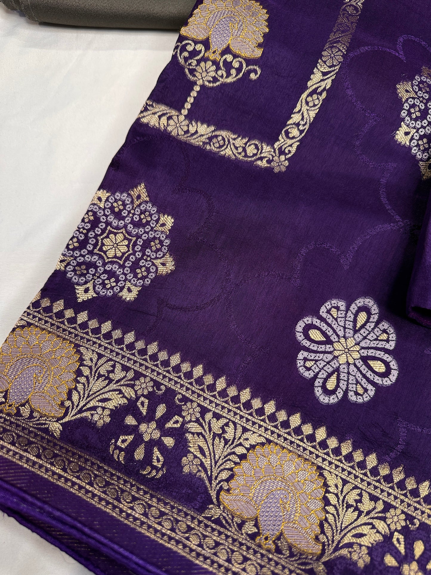 Purple Banarsi Munga Silk Saree