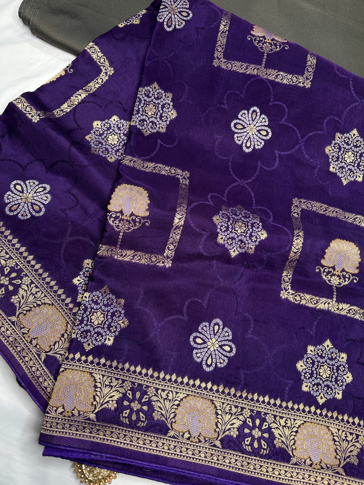 Purple Banarsi Munga Silk Saree
