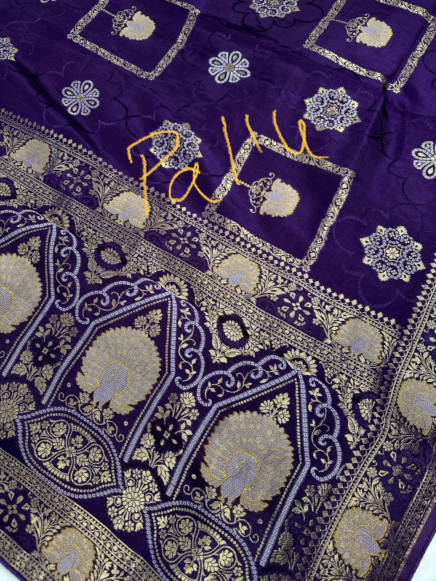 Purple Banarsi Munga Silk Saree