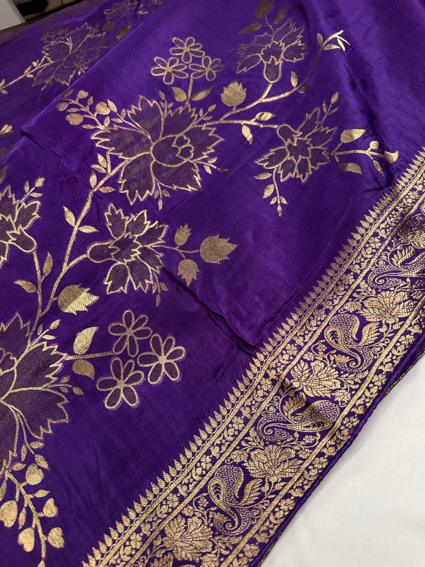 Purple Banarsi Munga Silk Saree