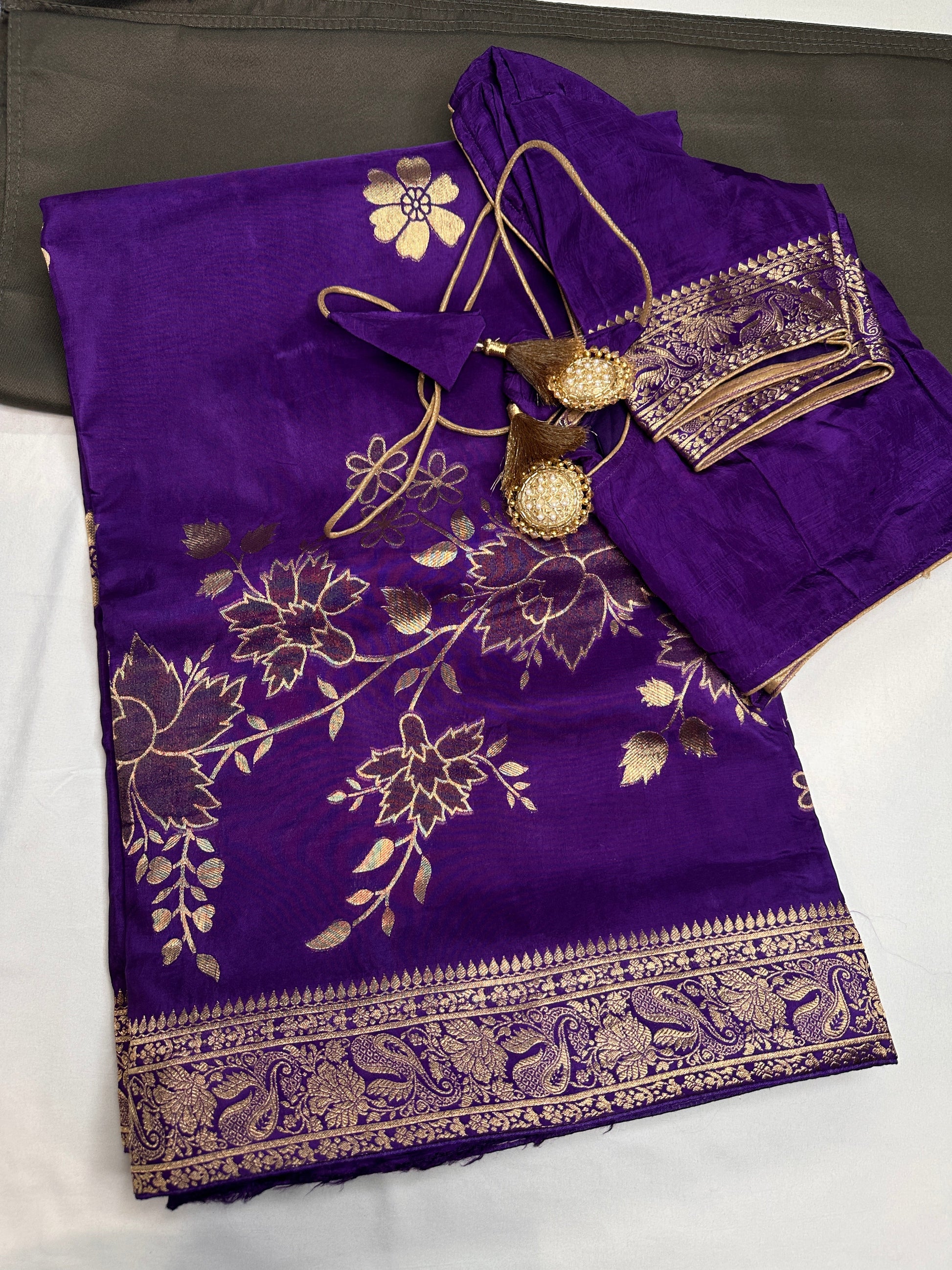 Purple Banarsi Munga Silk Saree