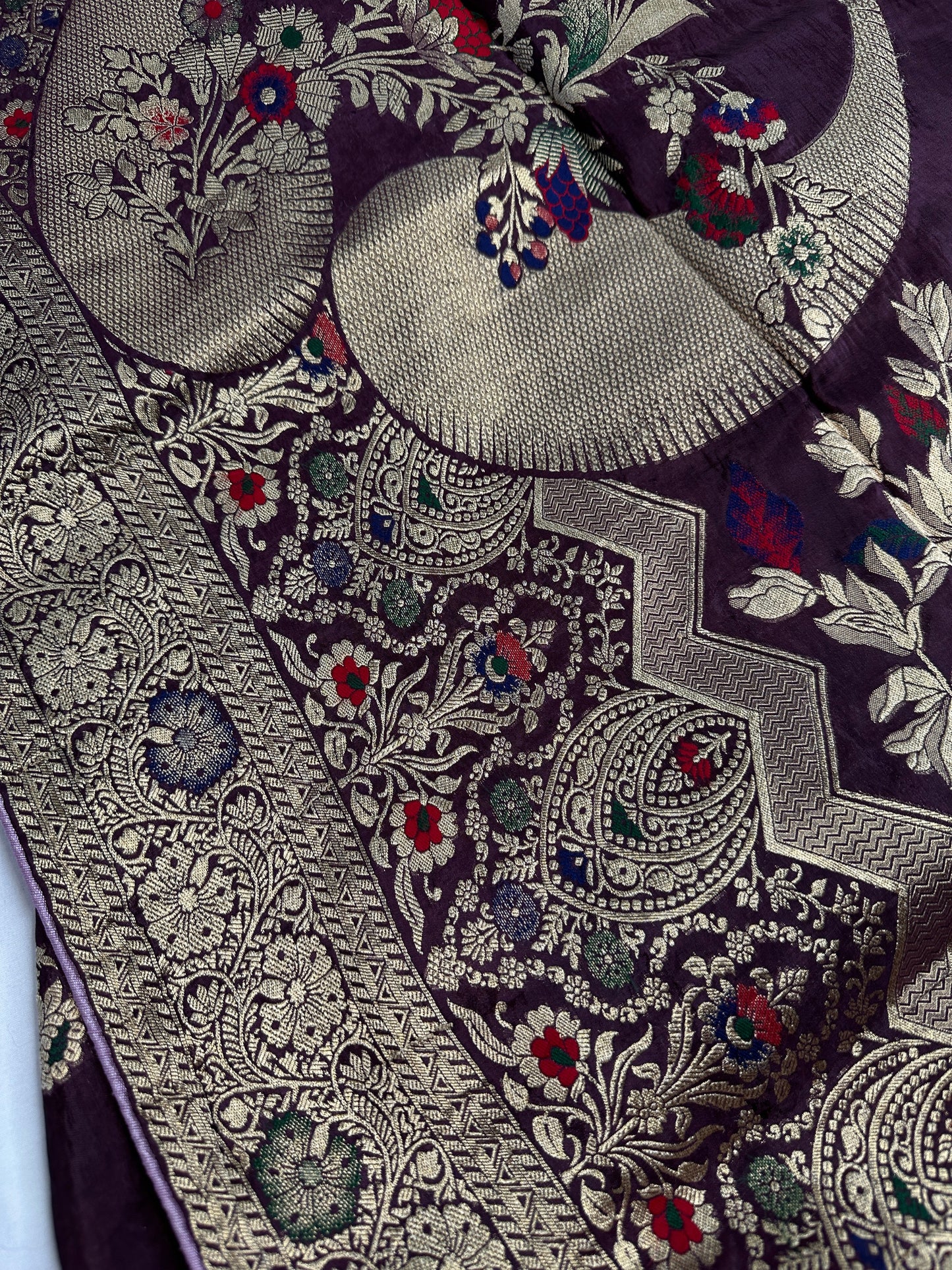 Plum Banarsi Munga Silk Saree