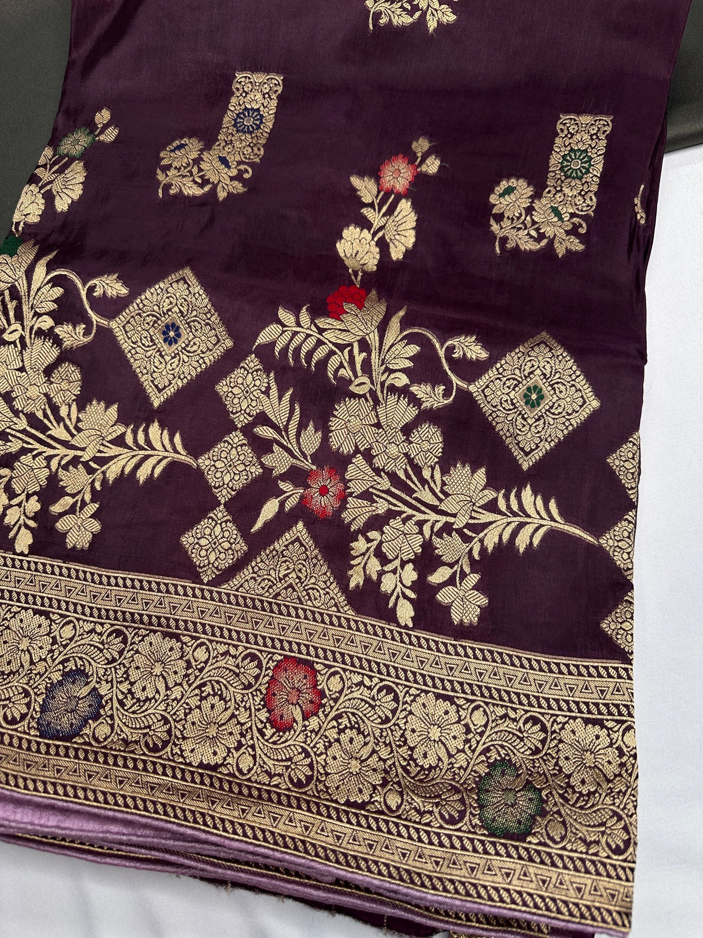 Plum Banarsi Munga Silk Saree