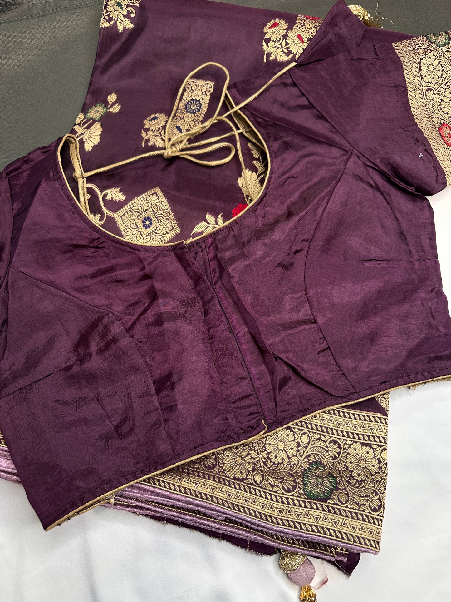 Plum Banarsi Munga Silk Saree