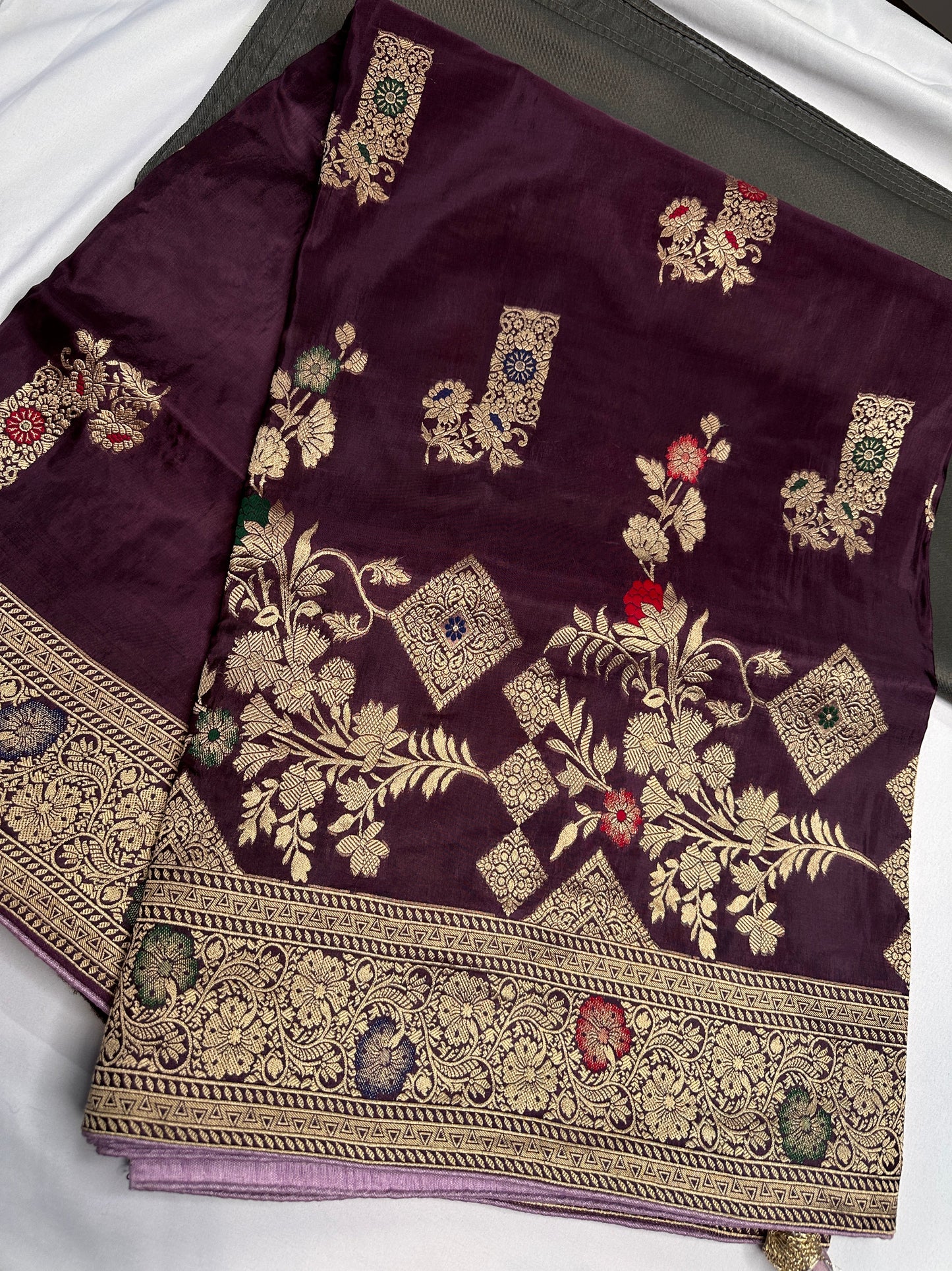 Plum Banarsi Munga Silk Saree