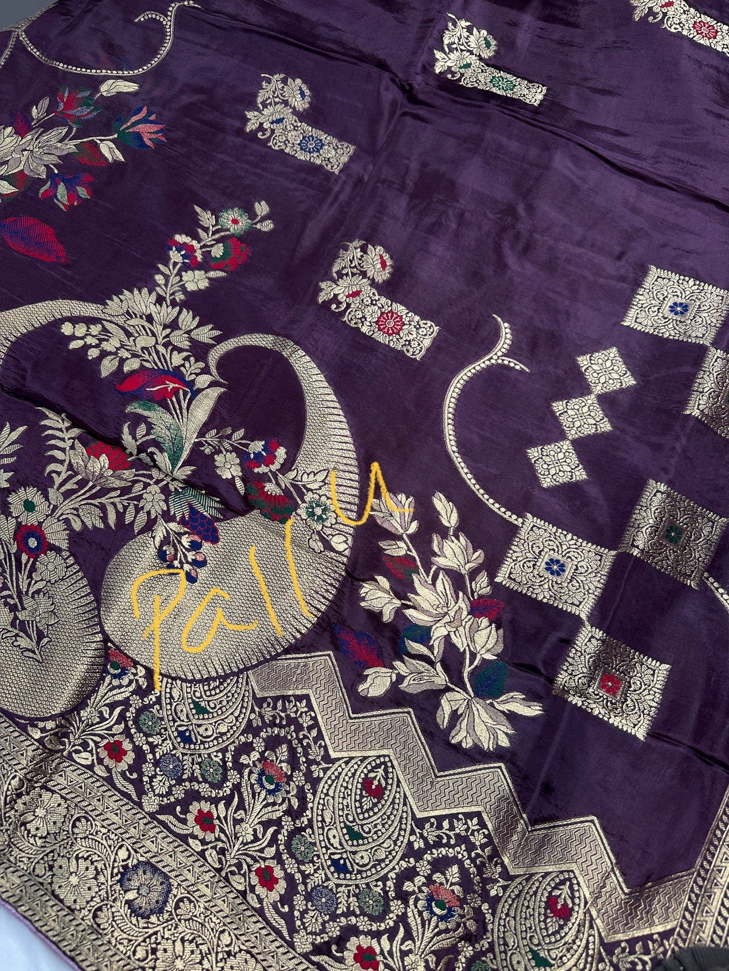 Plum Banarsi Munga Silk Saree