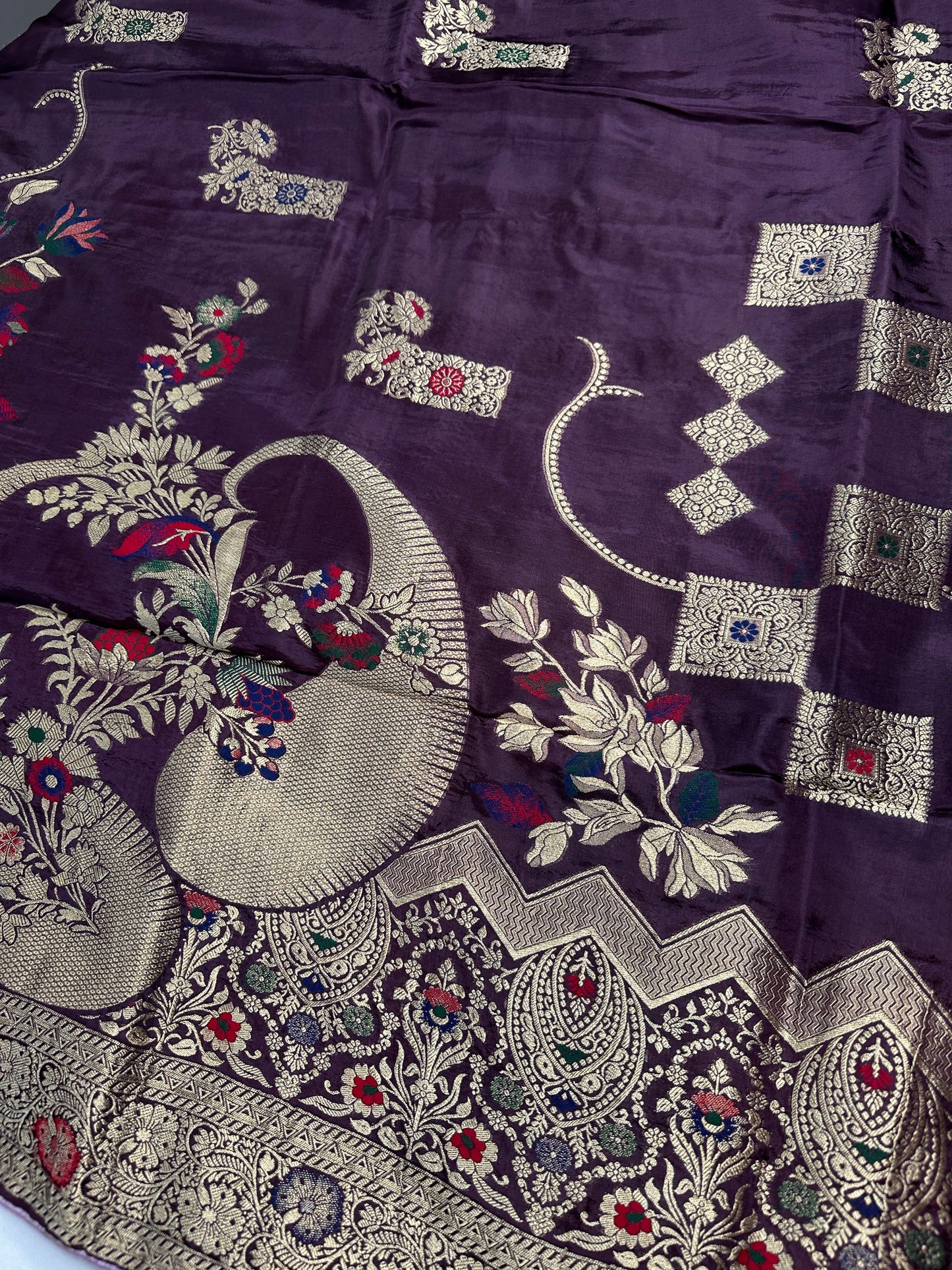 Plum Banarsi Munga Silk Saree