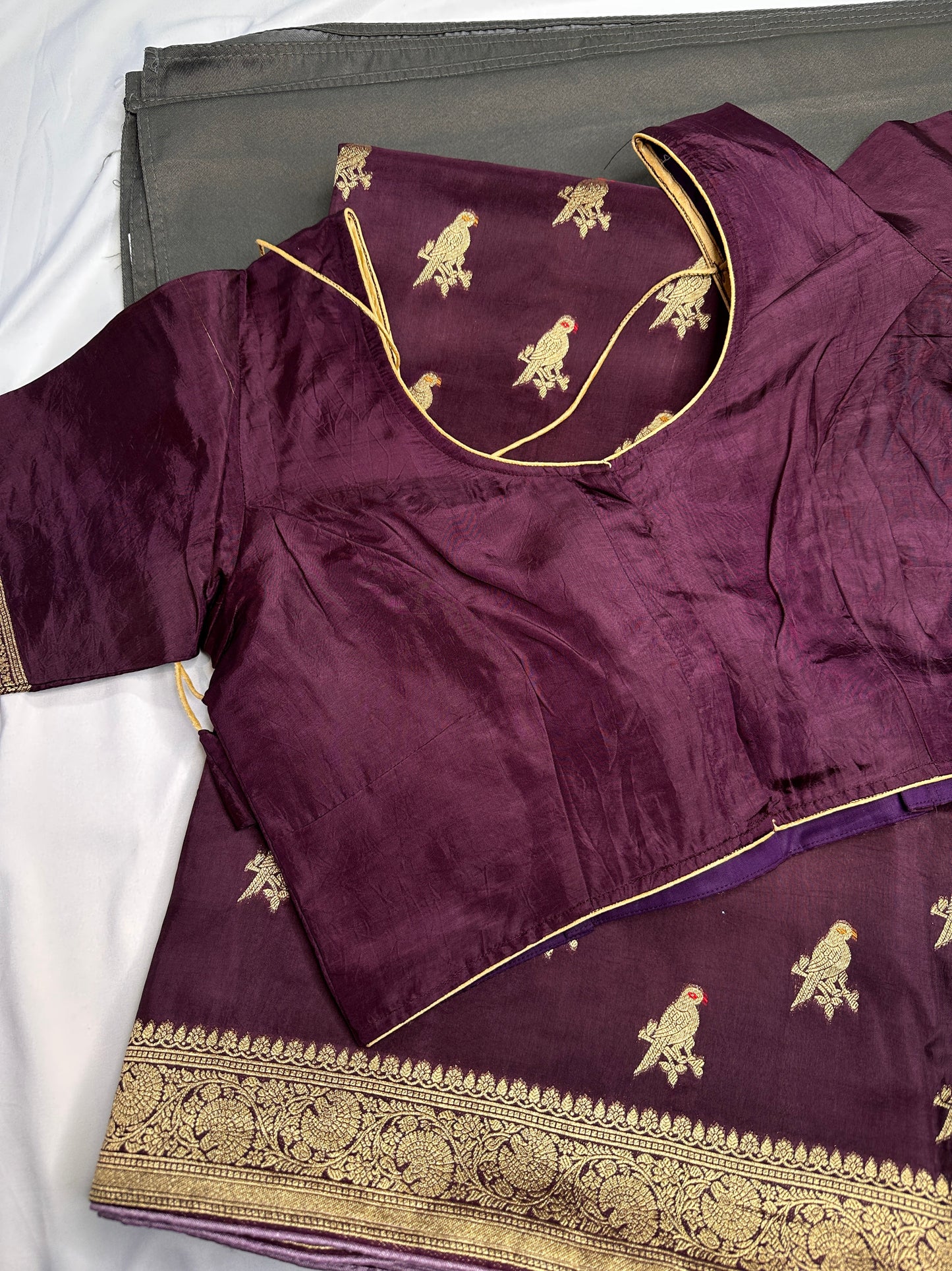 Plum Banarsi Peacock Weaving Silk Saree