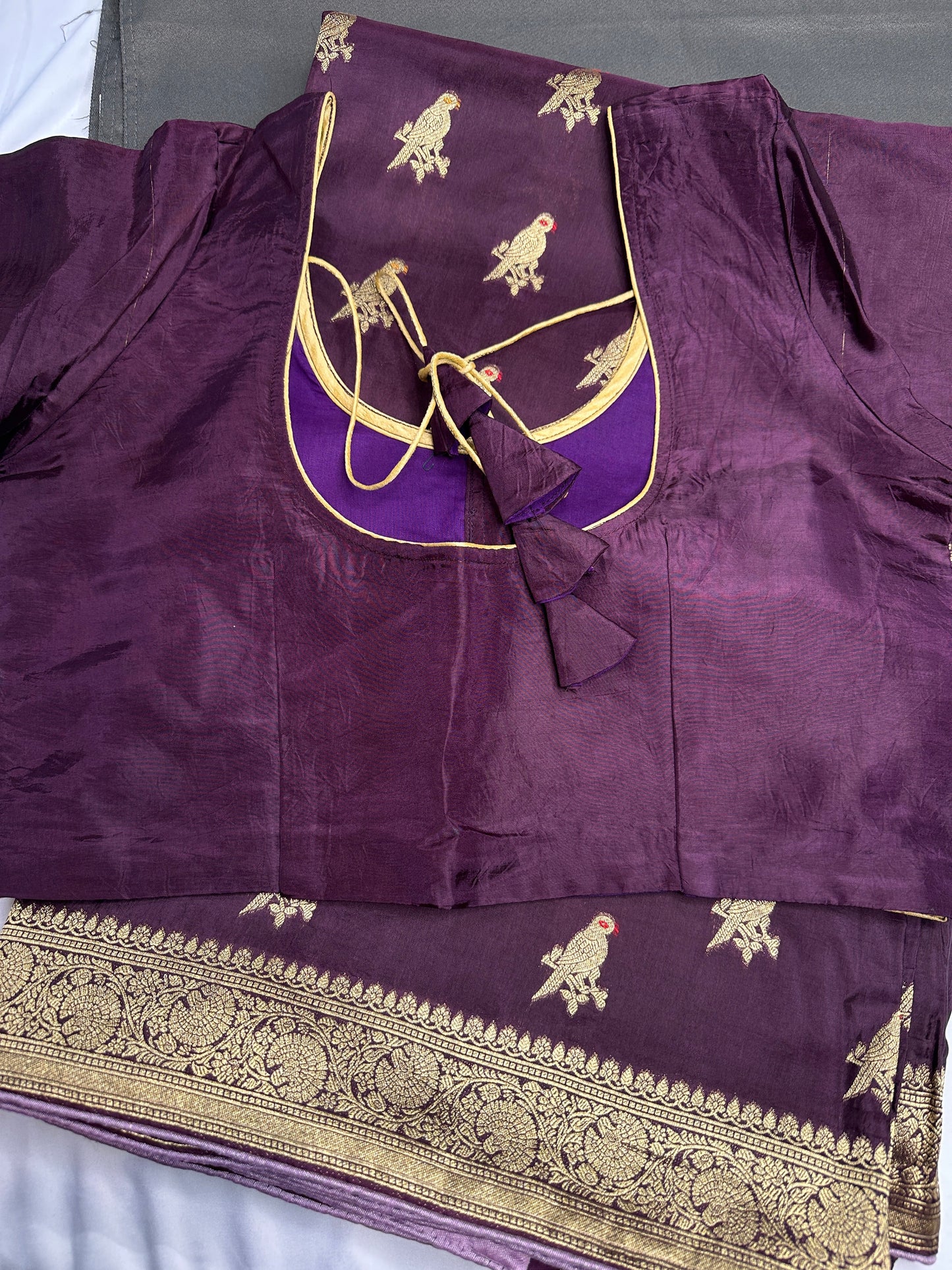 Plum Banarsi Peacock Weaving Silk Saree