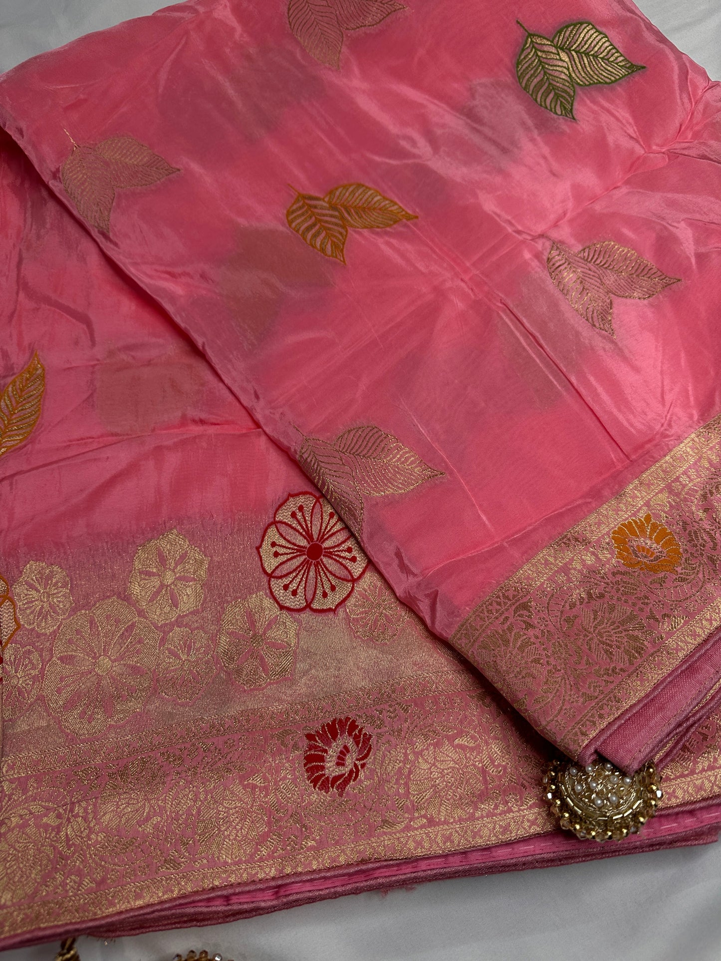 Pink Banarsi Weaving Silk Saree