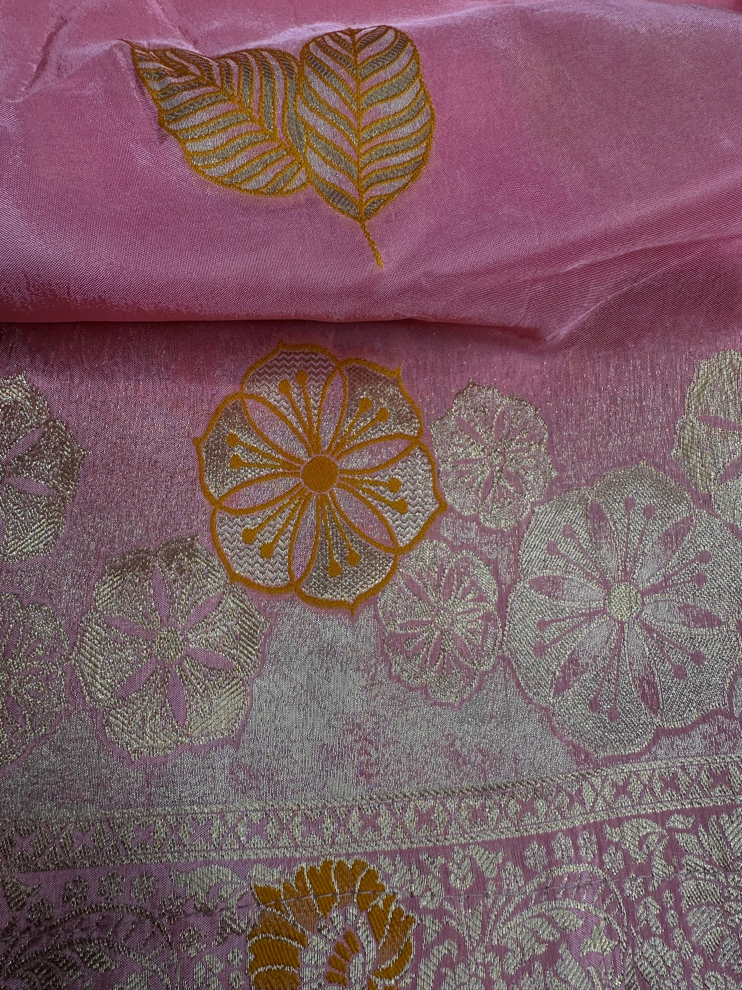 Pink Banarsi Weaving Silk Saree