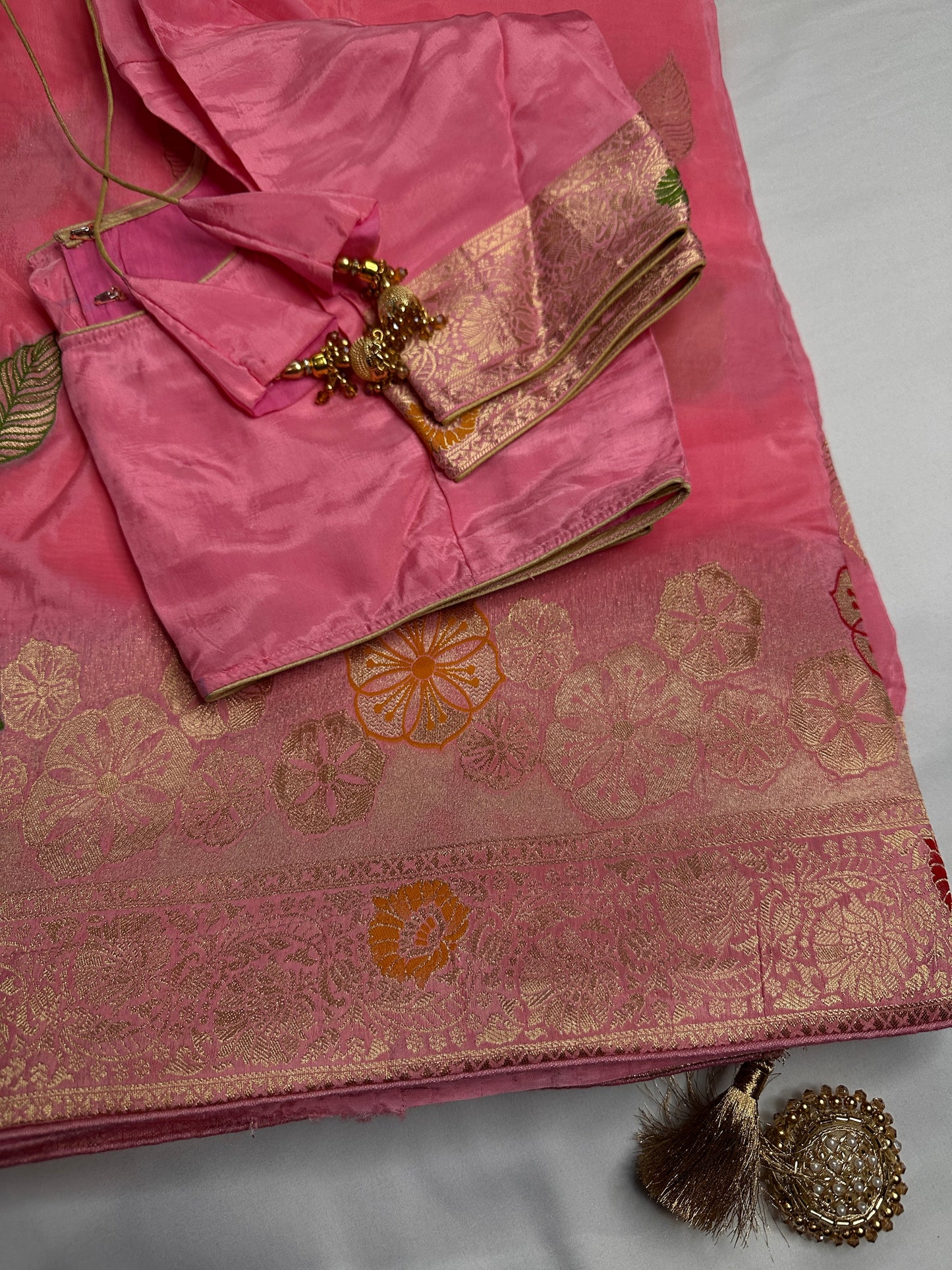 Pink Banarsi Weaving Silk Saree