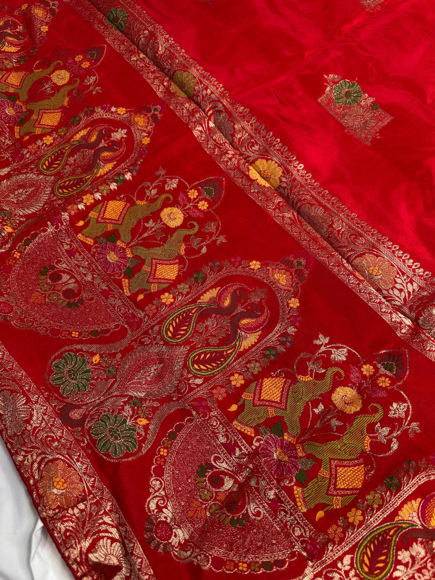 Red Banarsi Weaving Silk Saree
