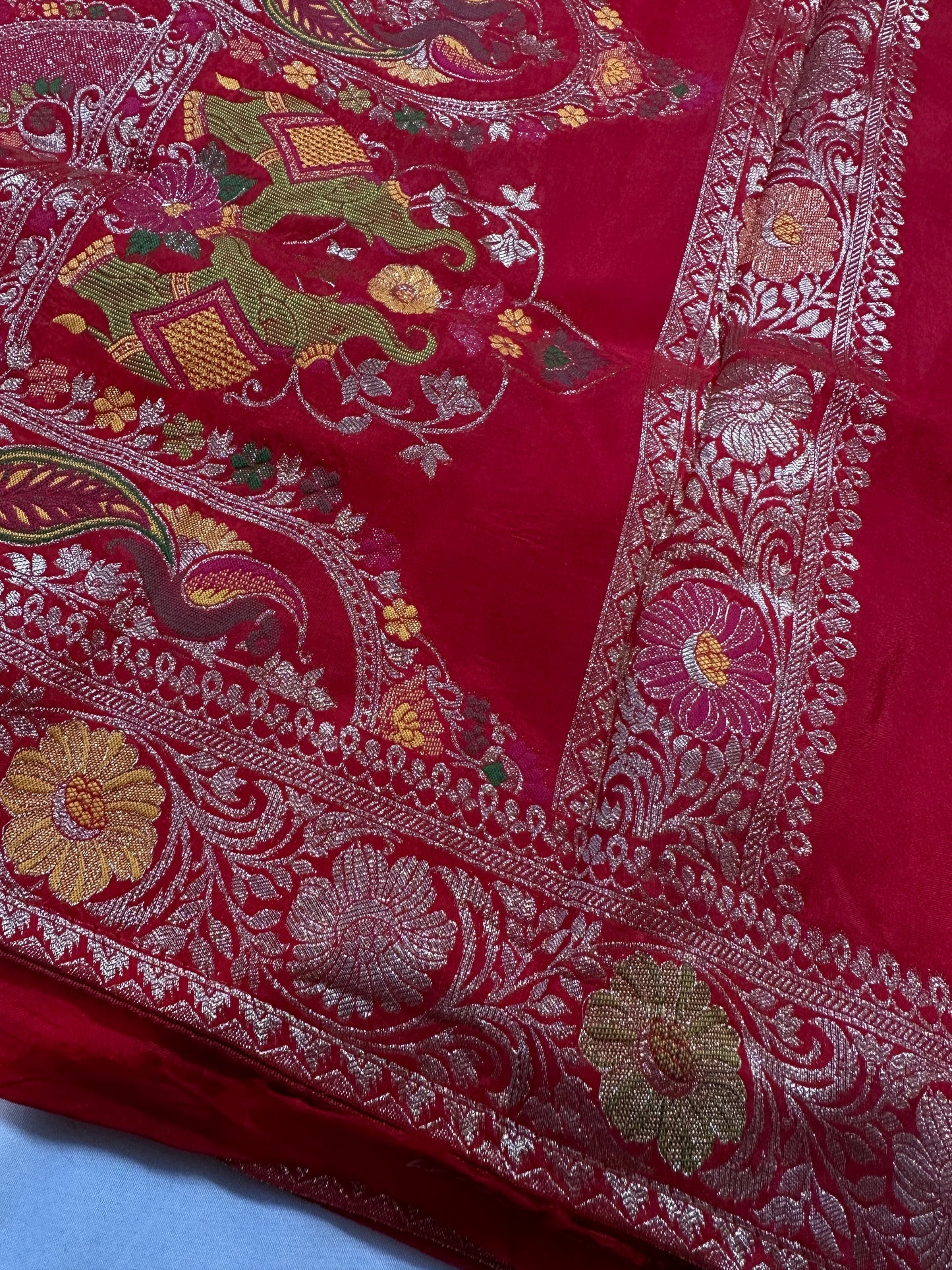 Red Banarsi Weaving Silk Saree