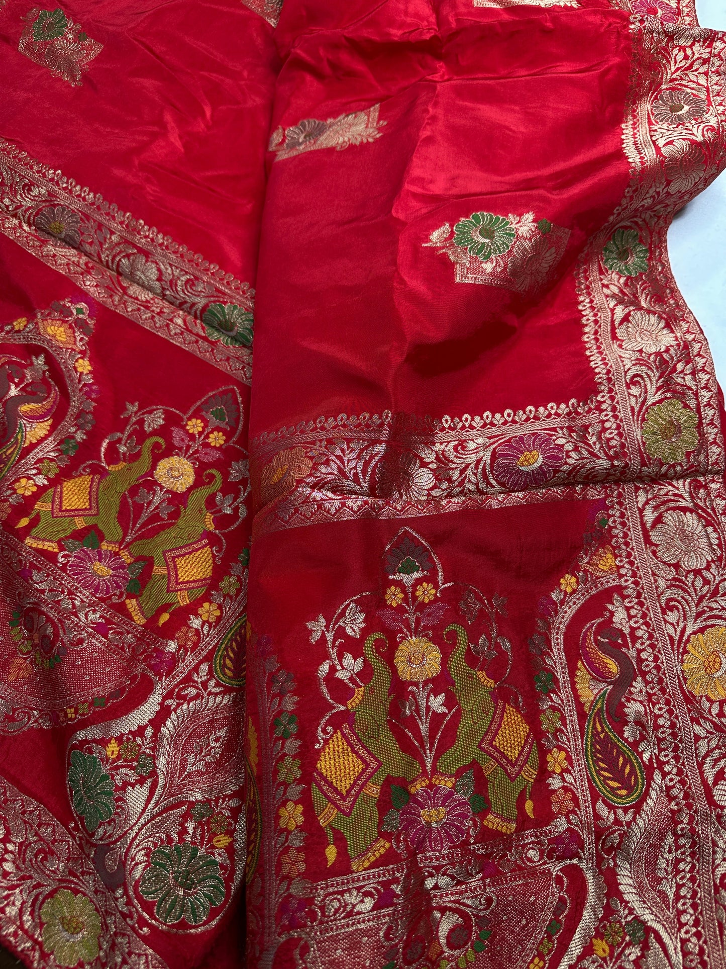 Red Banarsi Weaving Silk Saree