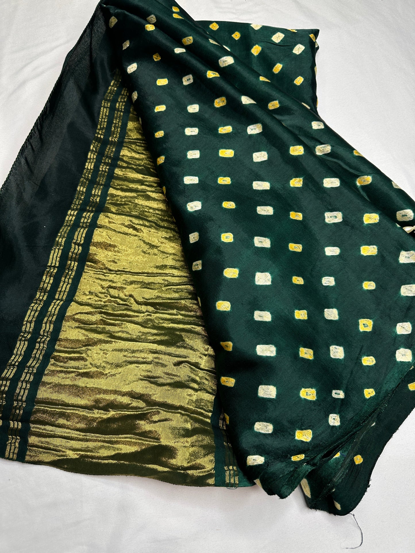 Bandhani Bhandej Green Modal Silk Saree