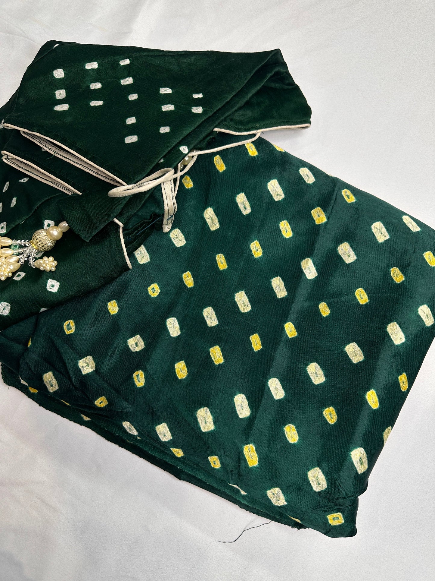 Bandhani Bhandej Green Modal Silk Saree