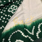 Bandhani Bhandej Half and Half White Green modal Silk Saree