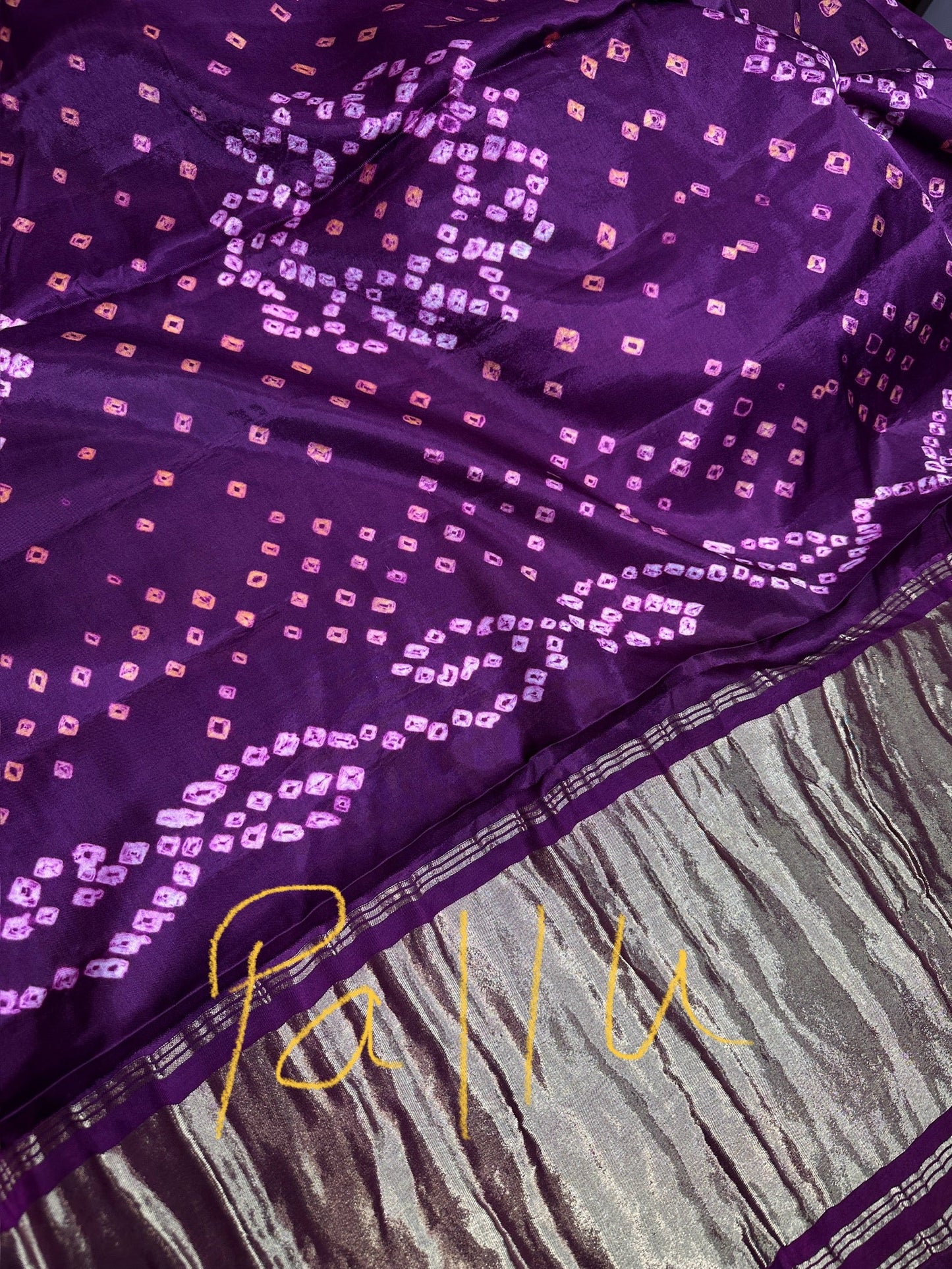 Bandhani Bhandej Purple Modal Silk Saree
