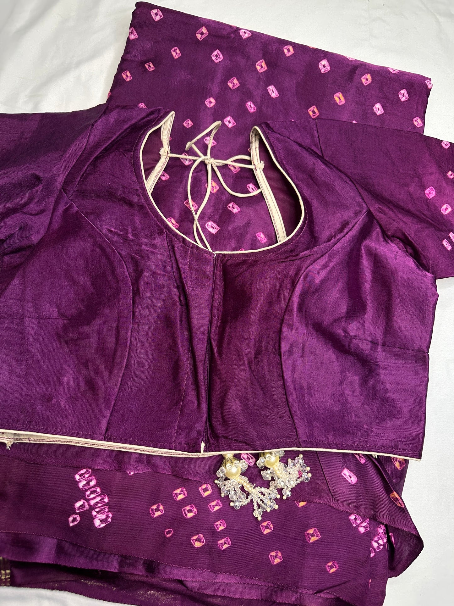 Bandhani Bhandej Purple Modal Silk Saree