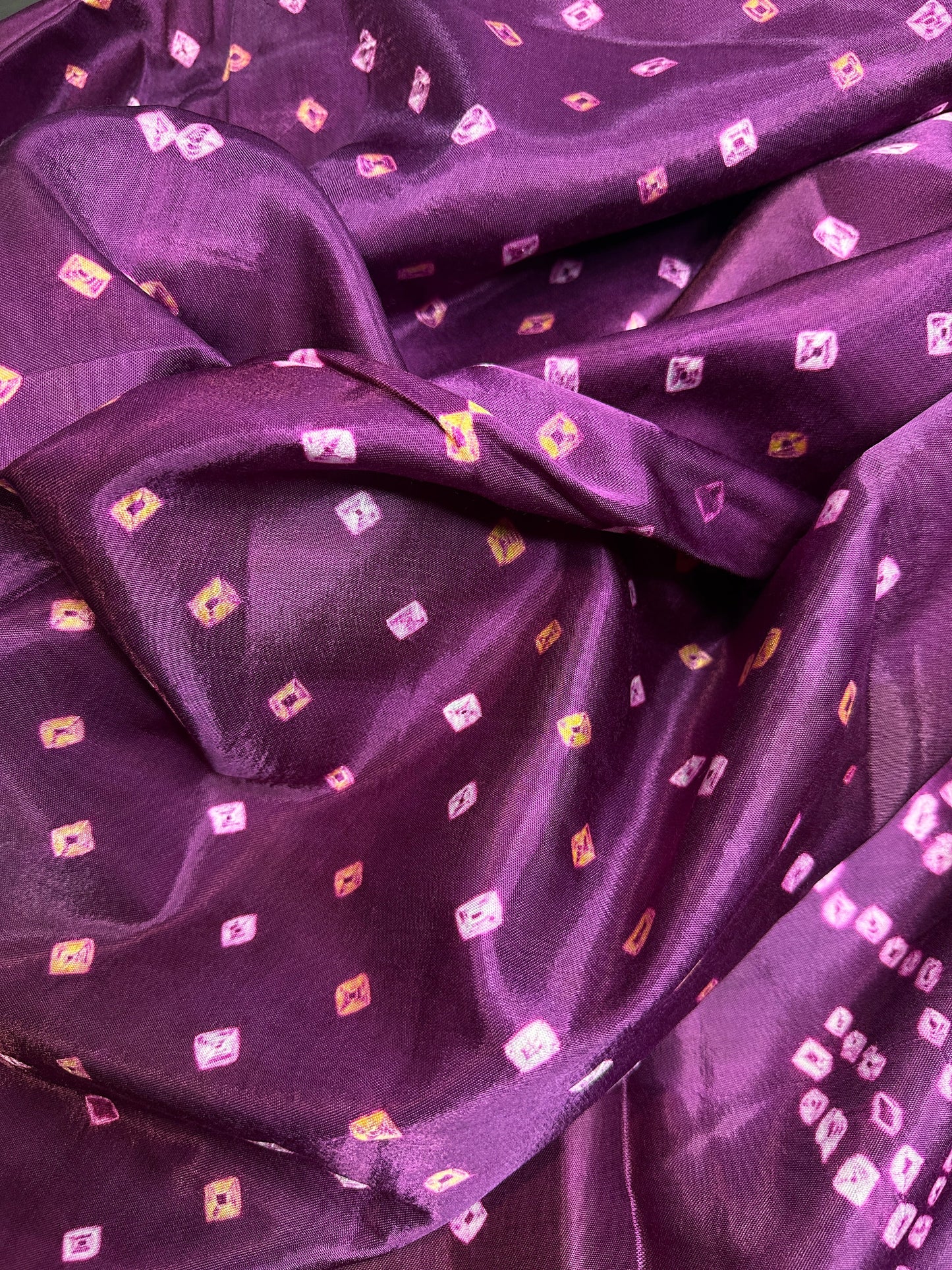 Bandhani Bhandej Purple Modal Silk Saree