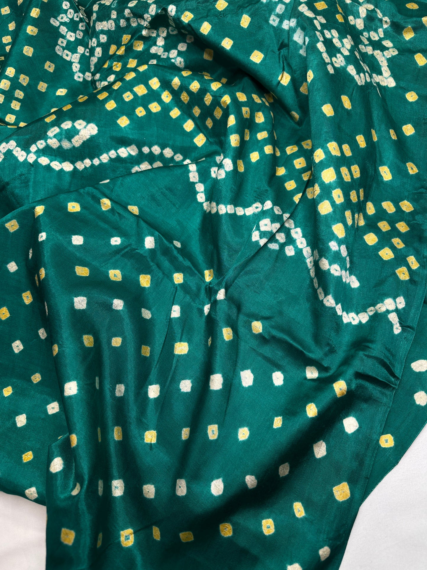 Bandhani Bhandej Green Modal Silk Saree