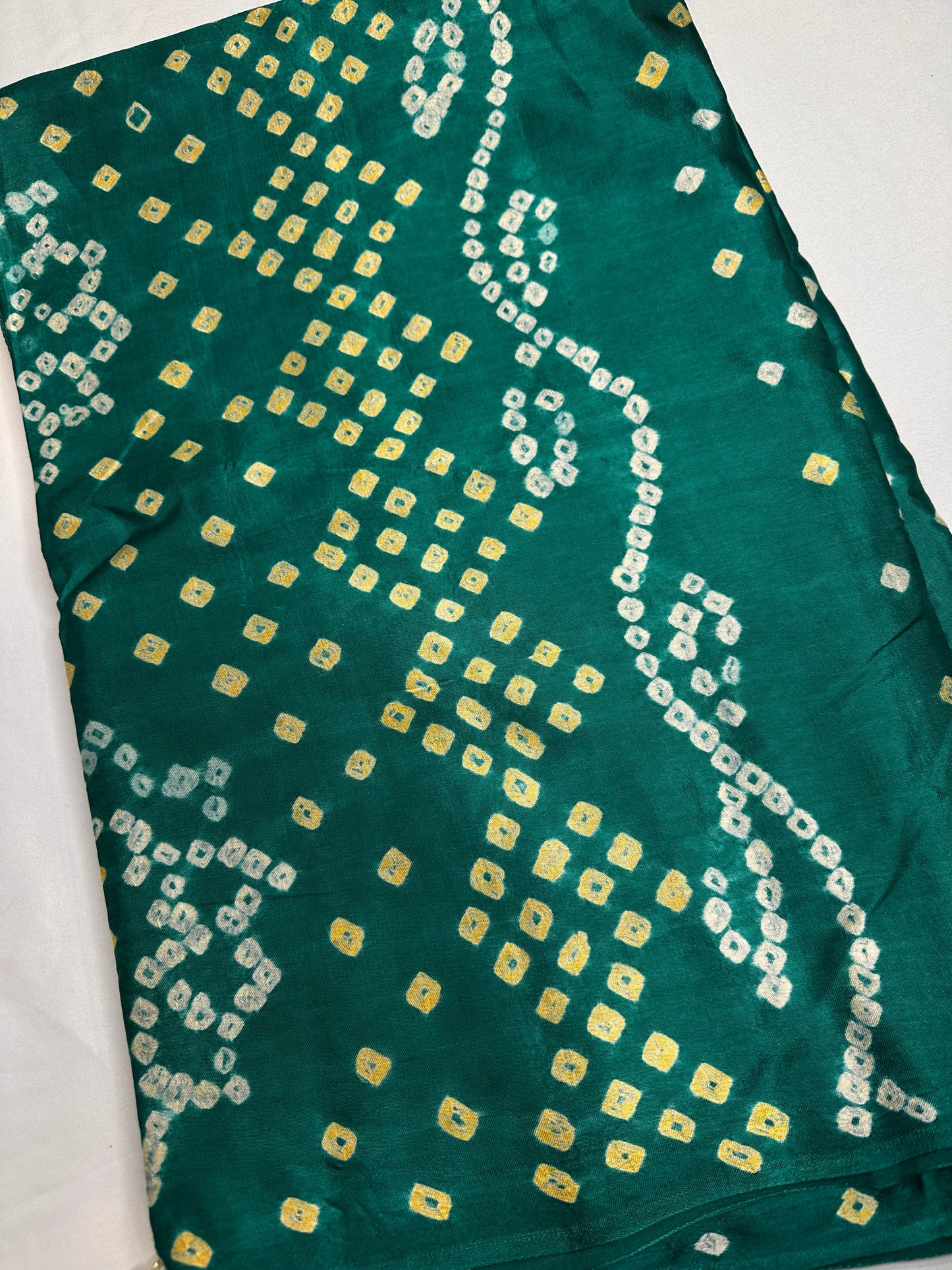 Bandhani Bhandej Green Modal Silk Saree