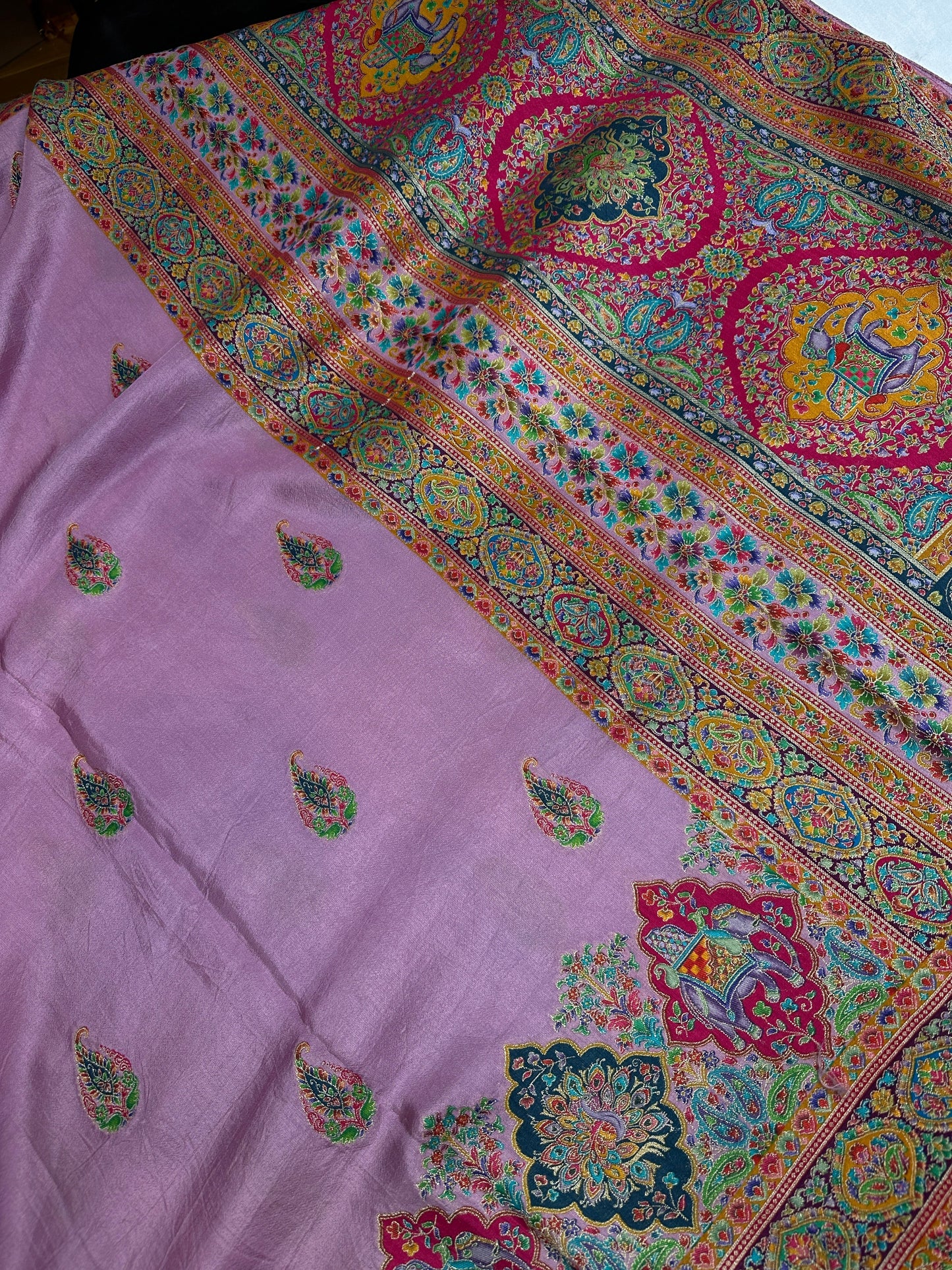 Pasmhmina Silk Mauve Pink Weaving Saree
