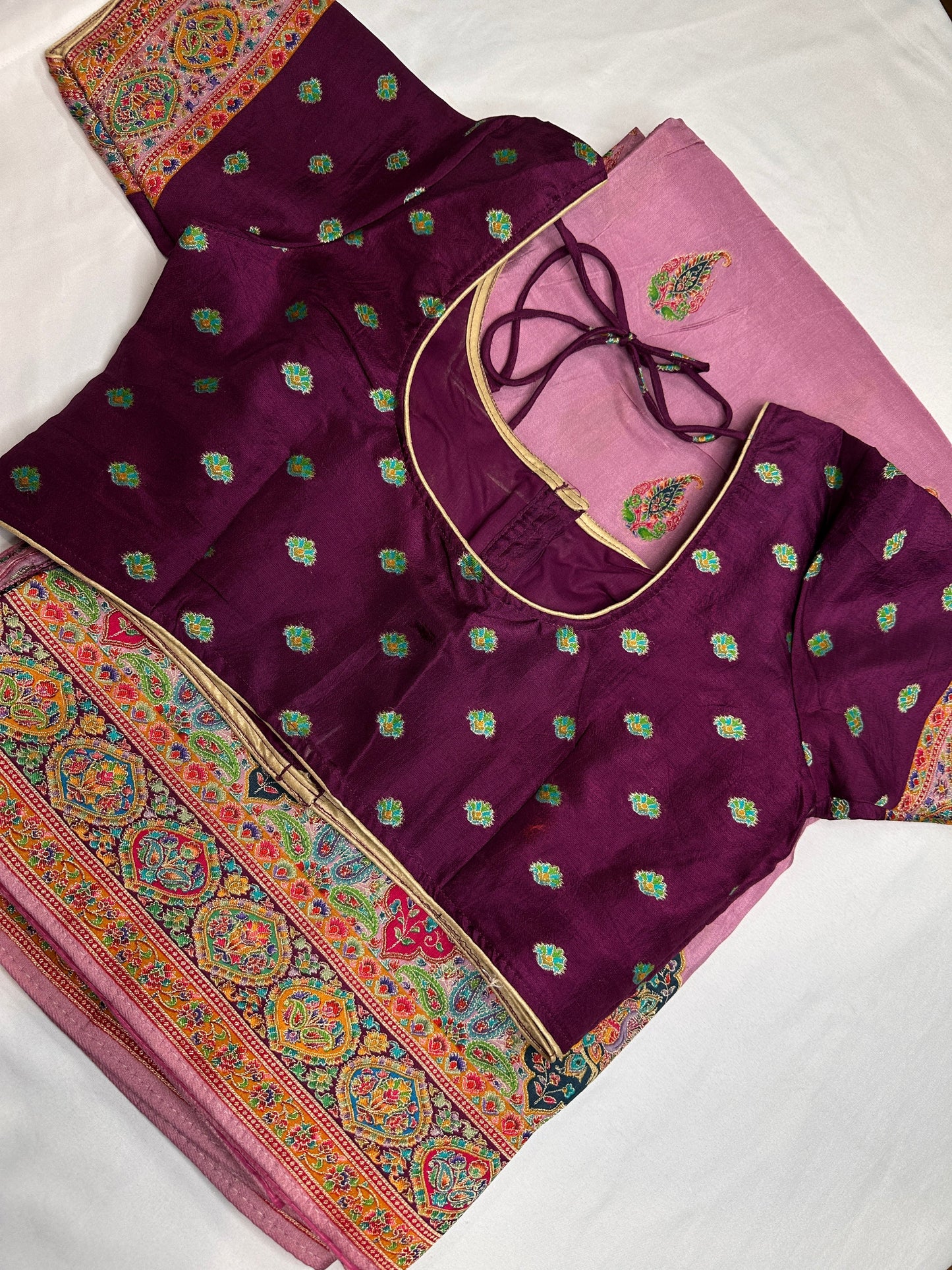 Pasmhmina Silk Mauve Pink Weaving Saree