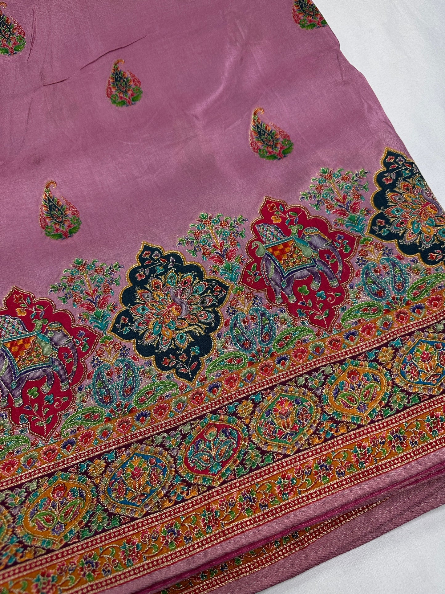Pasmhmina Silk Mauve Pink Weaving Saree