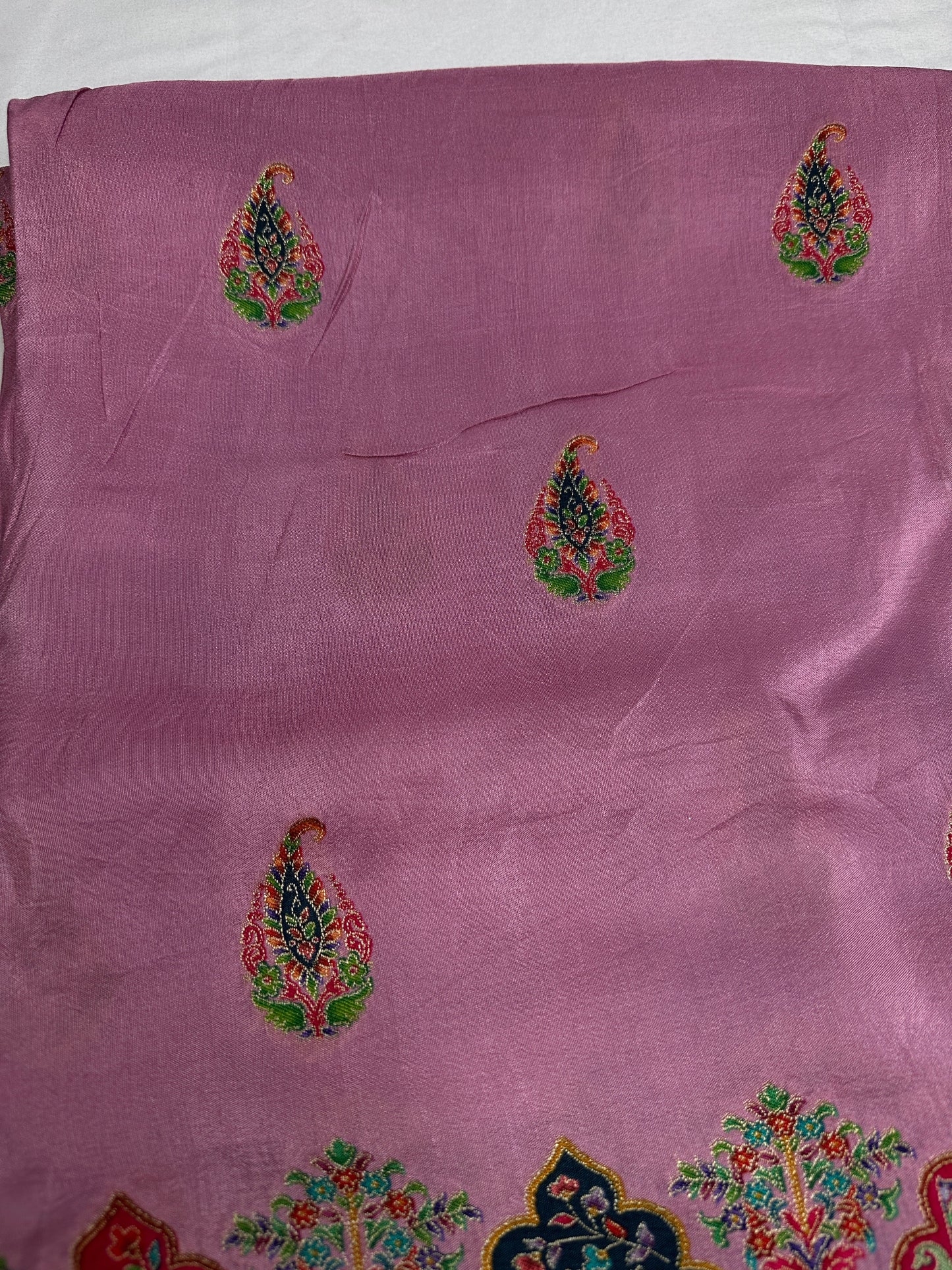 Pasmhmina Silk Mauve Pink Weaving Saree