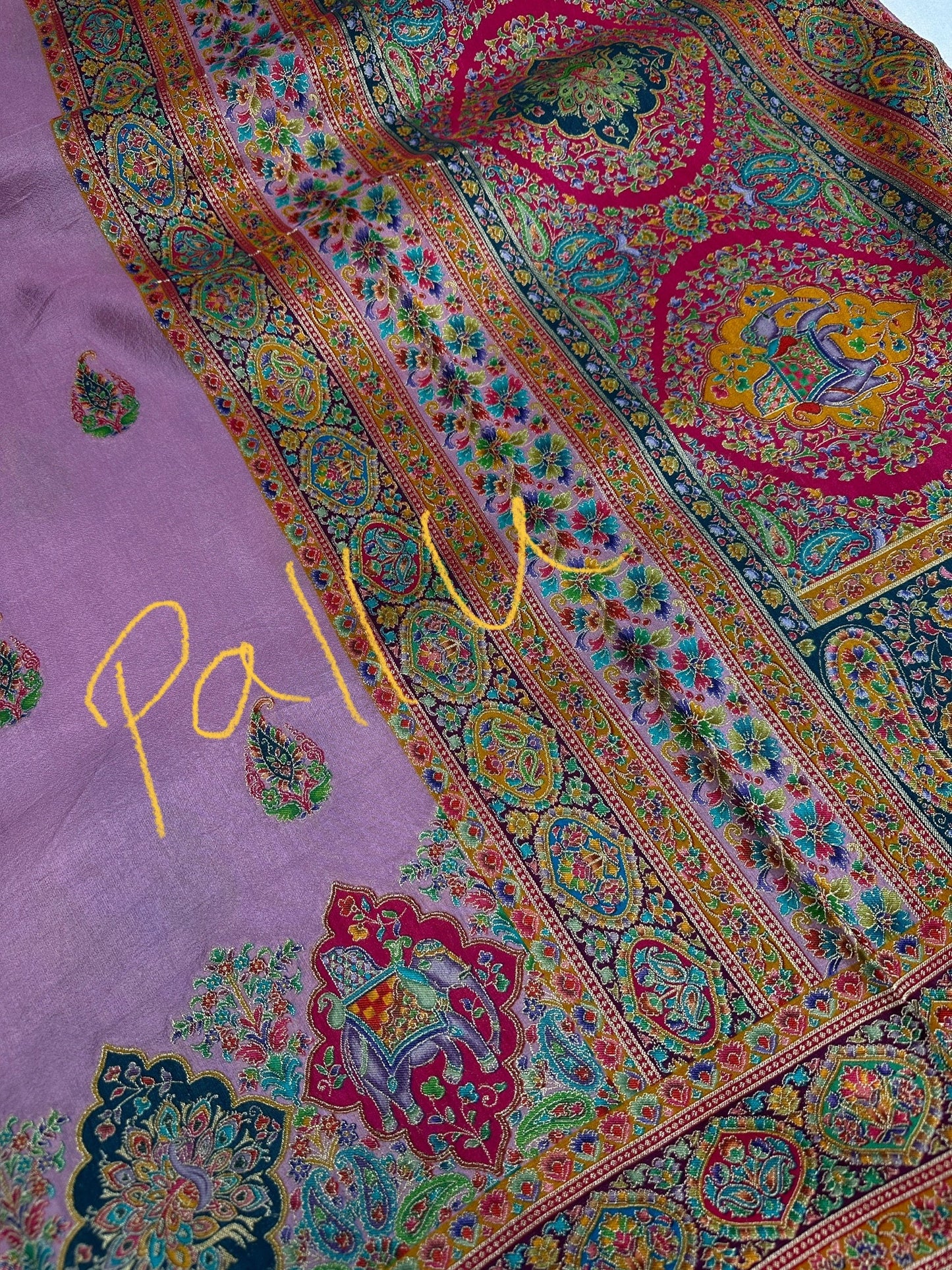 Pasmhmina Silk Mauve Pink Weaving Saree