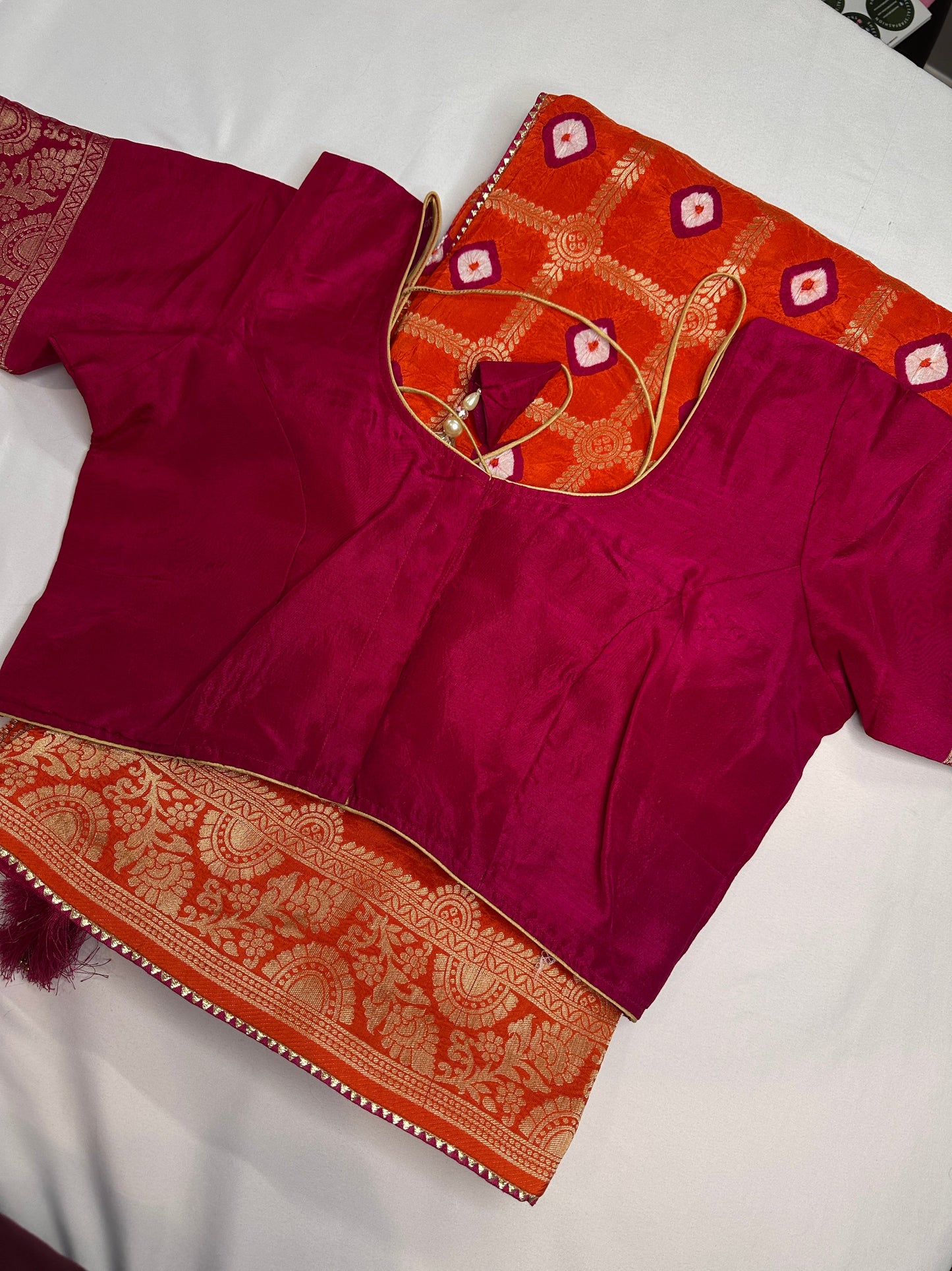 Bandhani Bhandej Gharchola orange Silk Saree