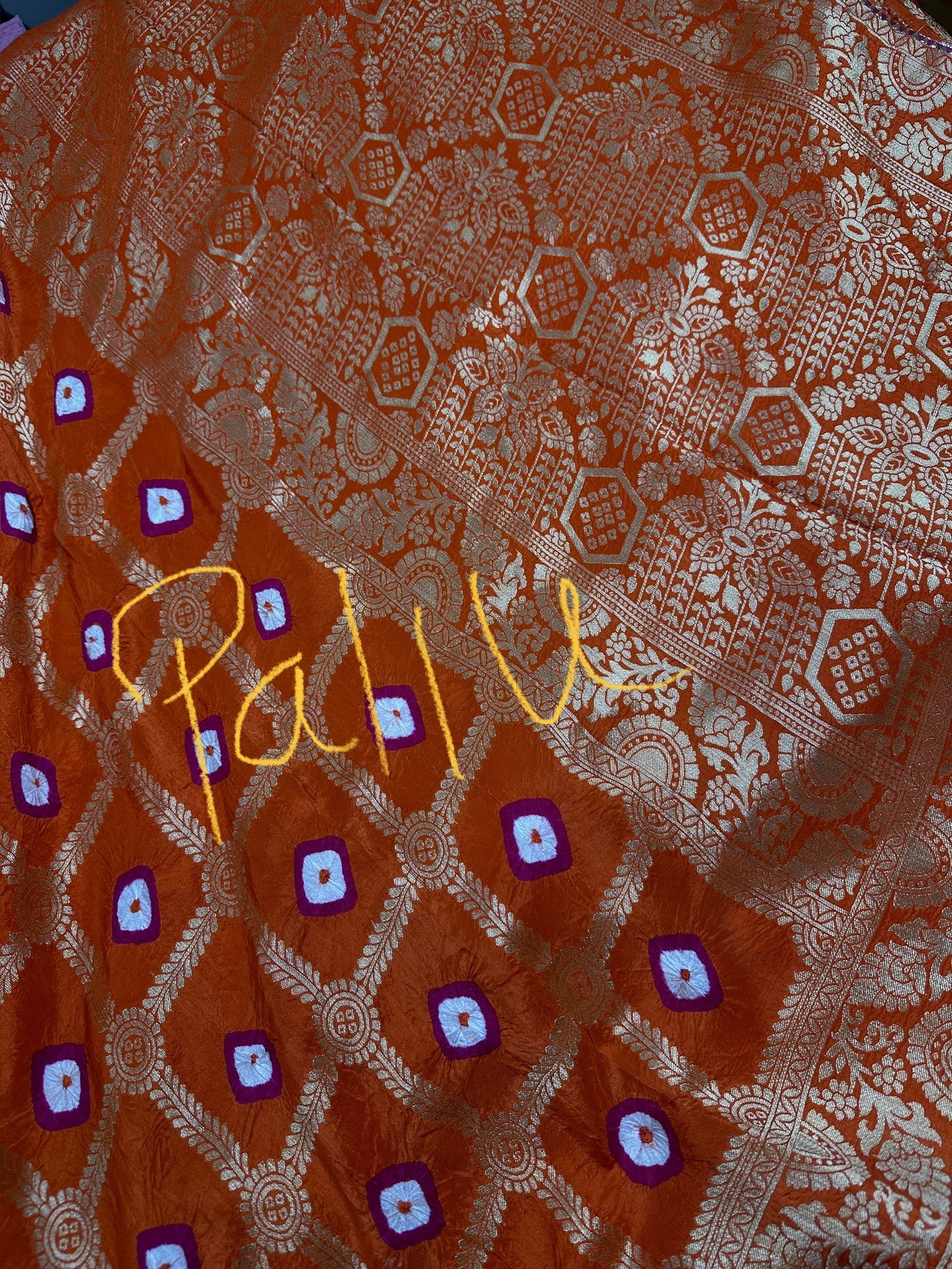 Bandhani Bhandej Gharchola orange Silk Saree