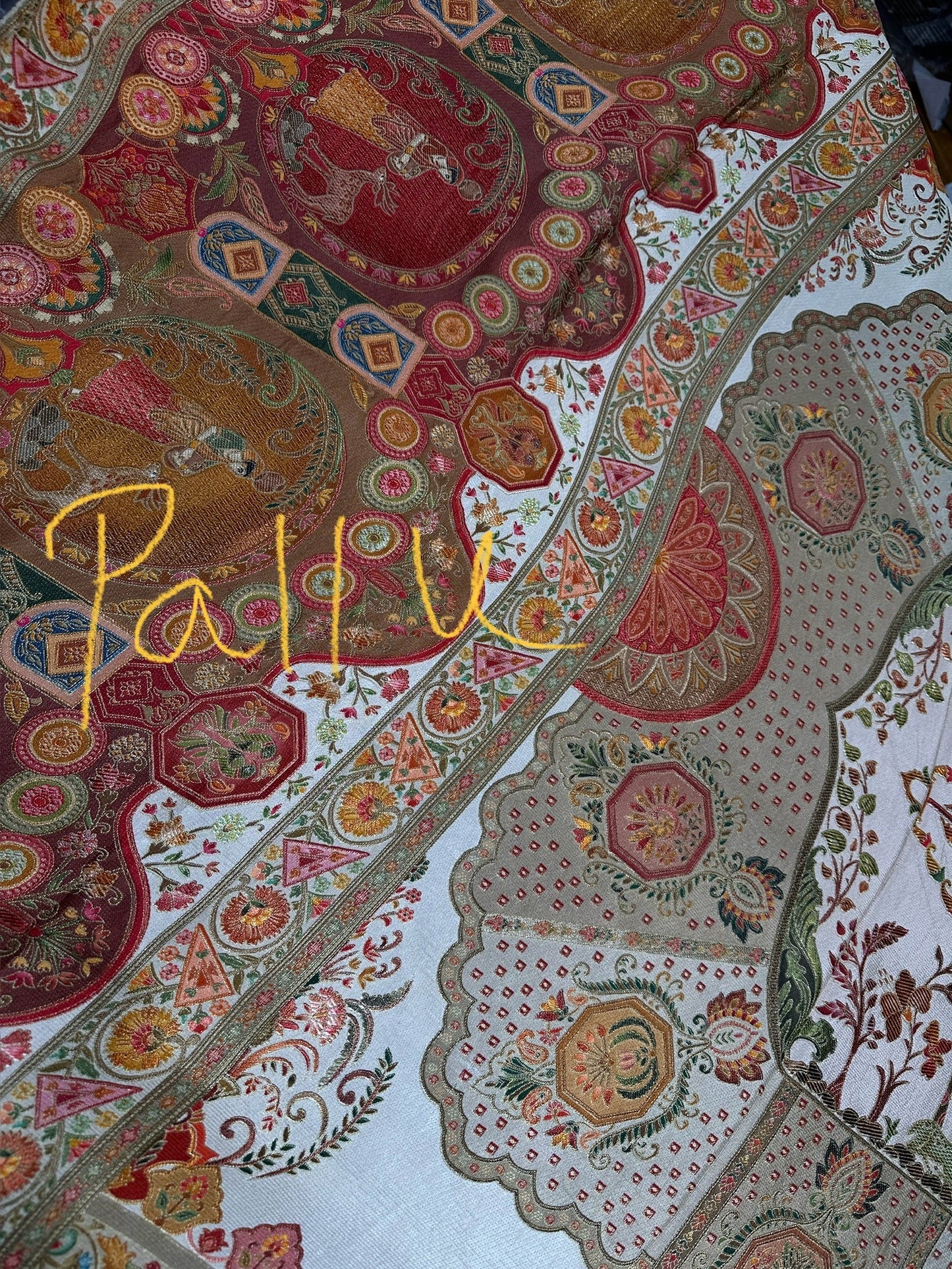 Pure  Pashmina Weaving  Ziraf Silk Saree