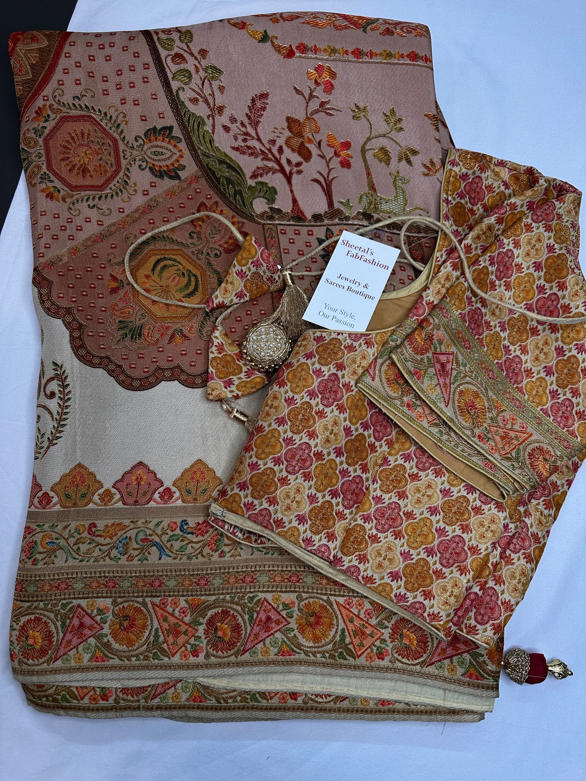 Pure  Pashmina Weaving  Ziraf Silk Saree