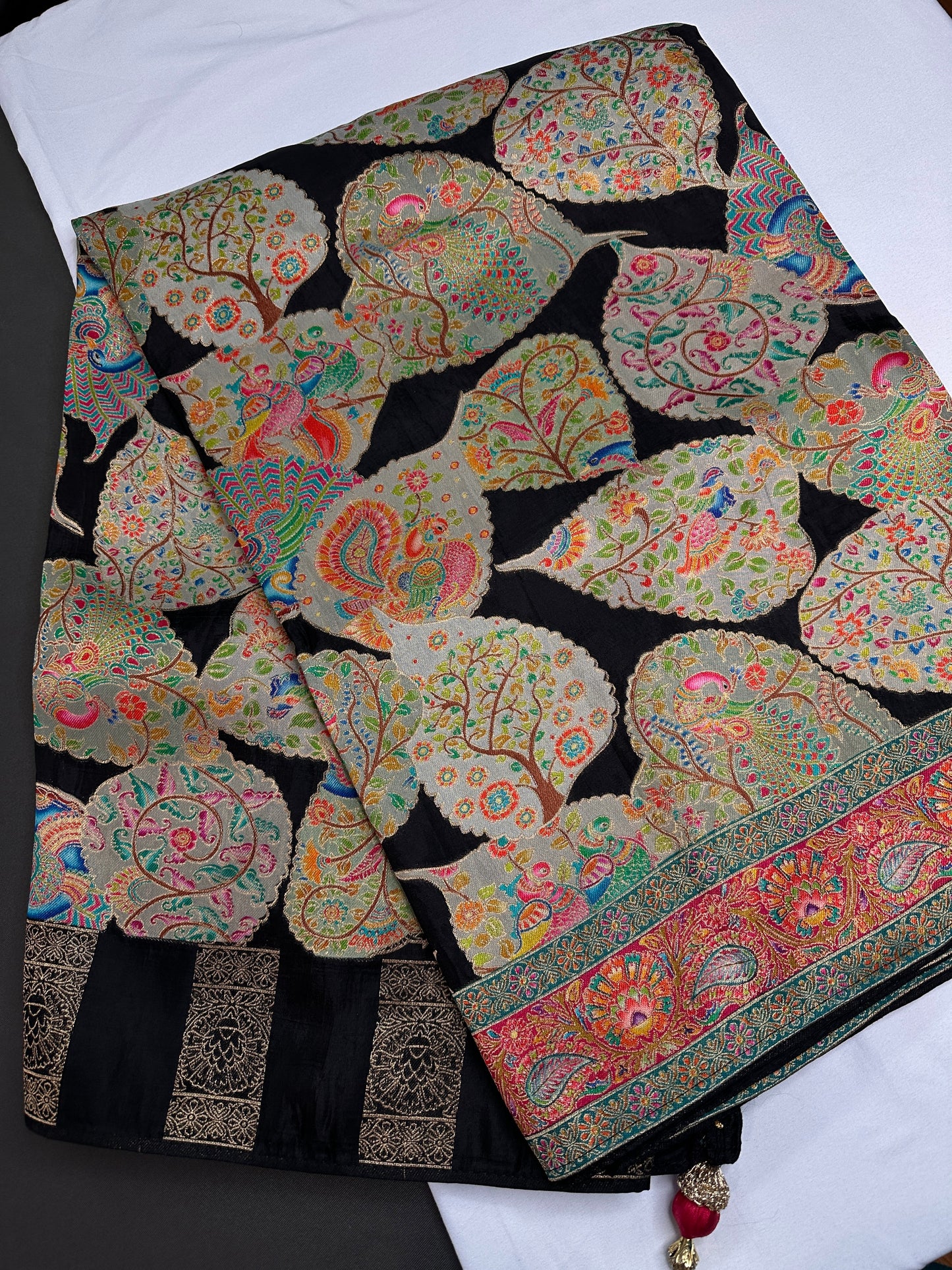 Pure  Pashmina Weaving  Ziraf Silk Saree